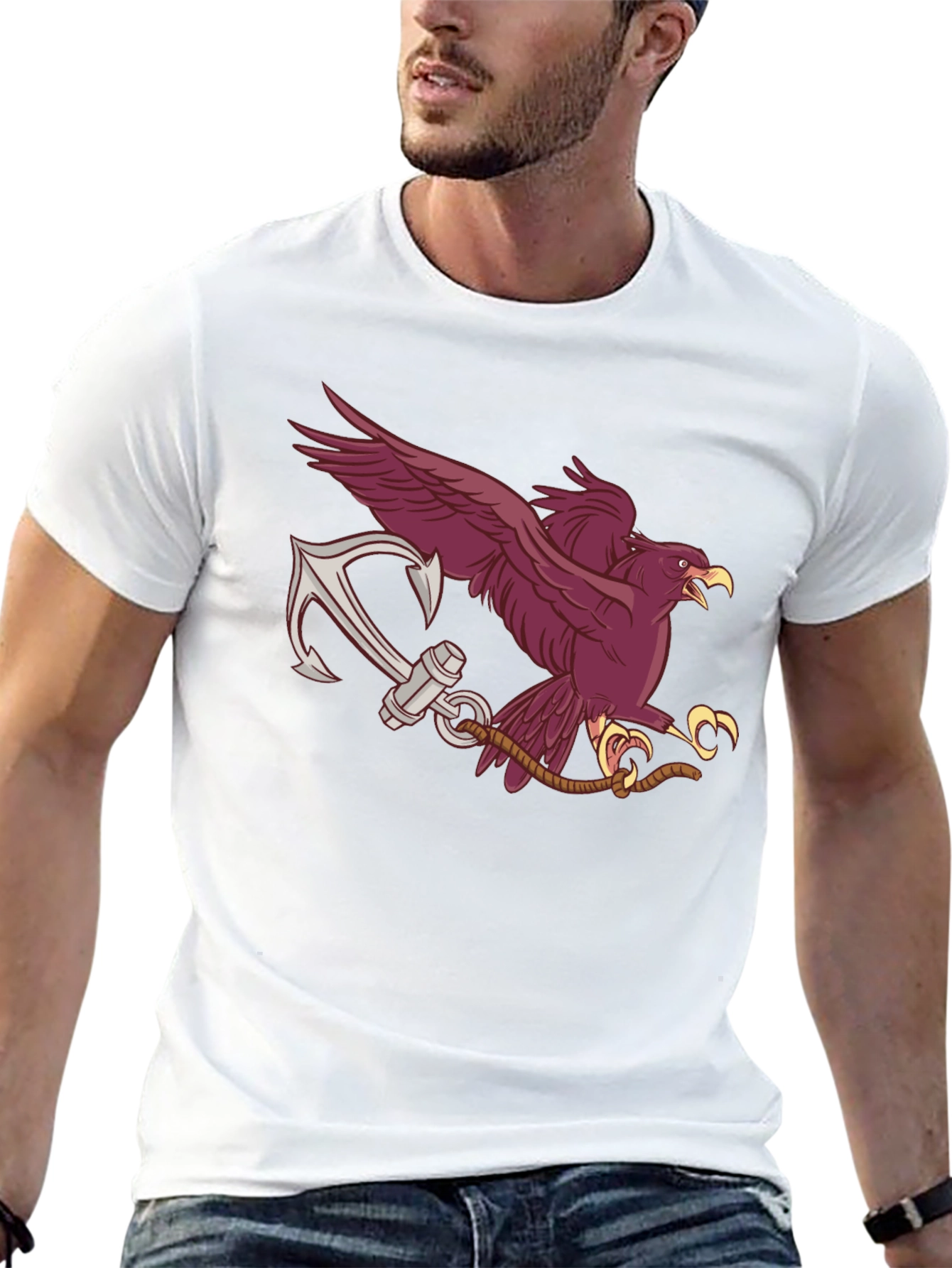 Black Eagle and Anchor Graphic Tee view 13