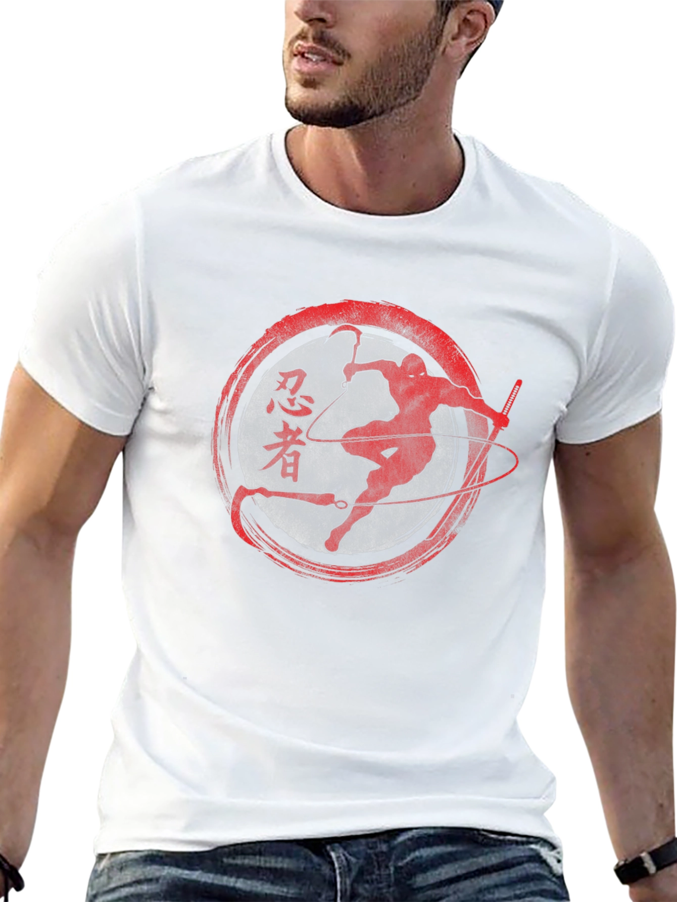 Black Ninja Warrior Graphic Tee - Black Cotton T-Shirt view 13