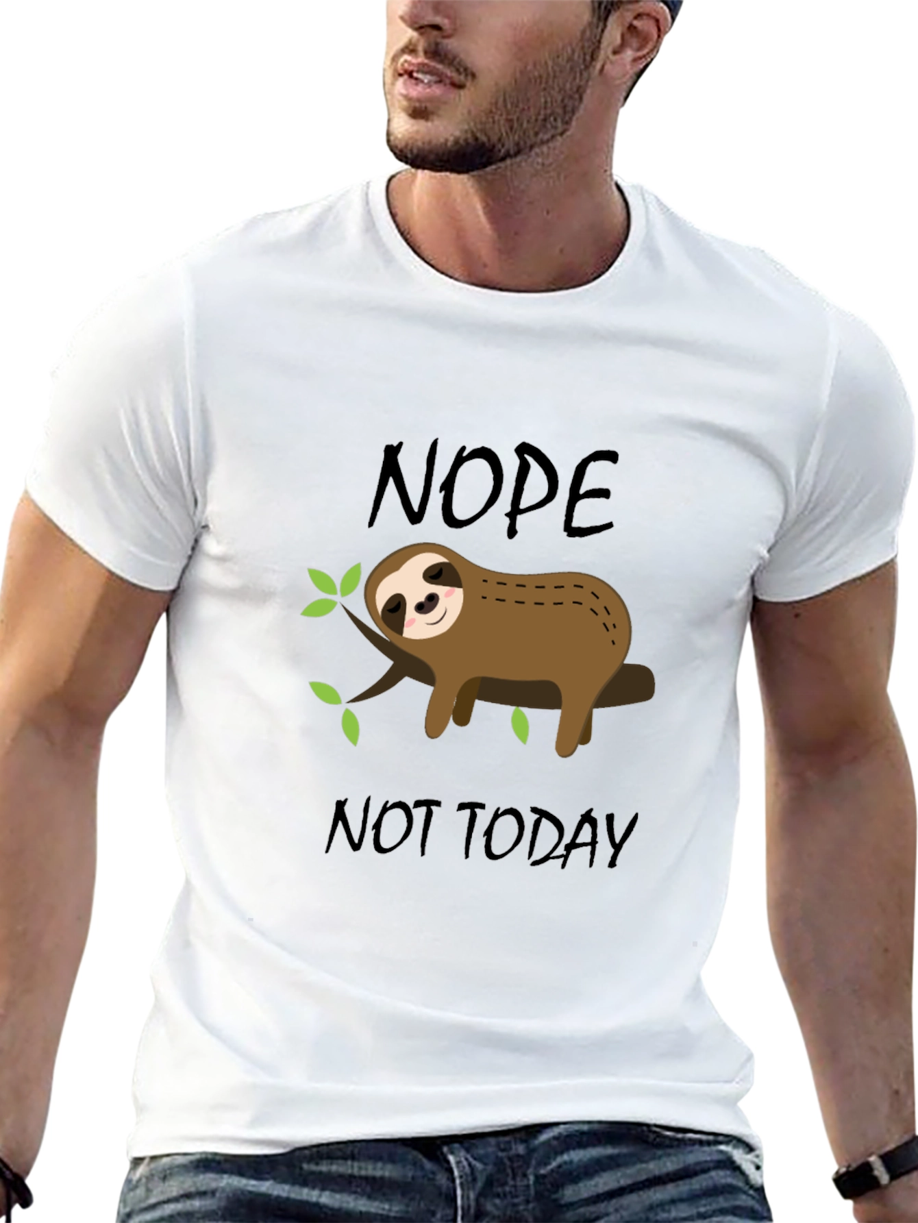 Black Nope Not Today Sloth Graphic T-Shirt view 13