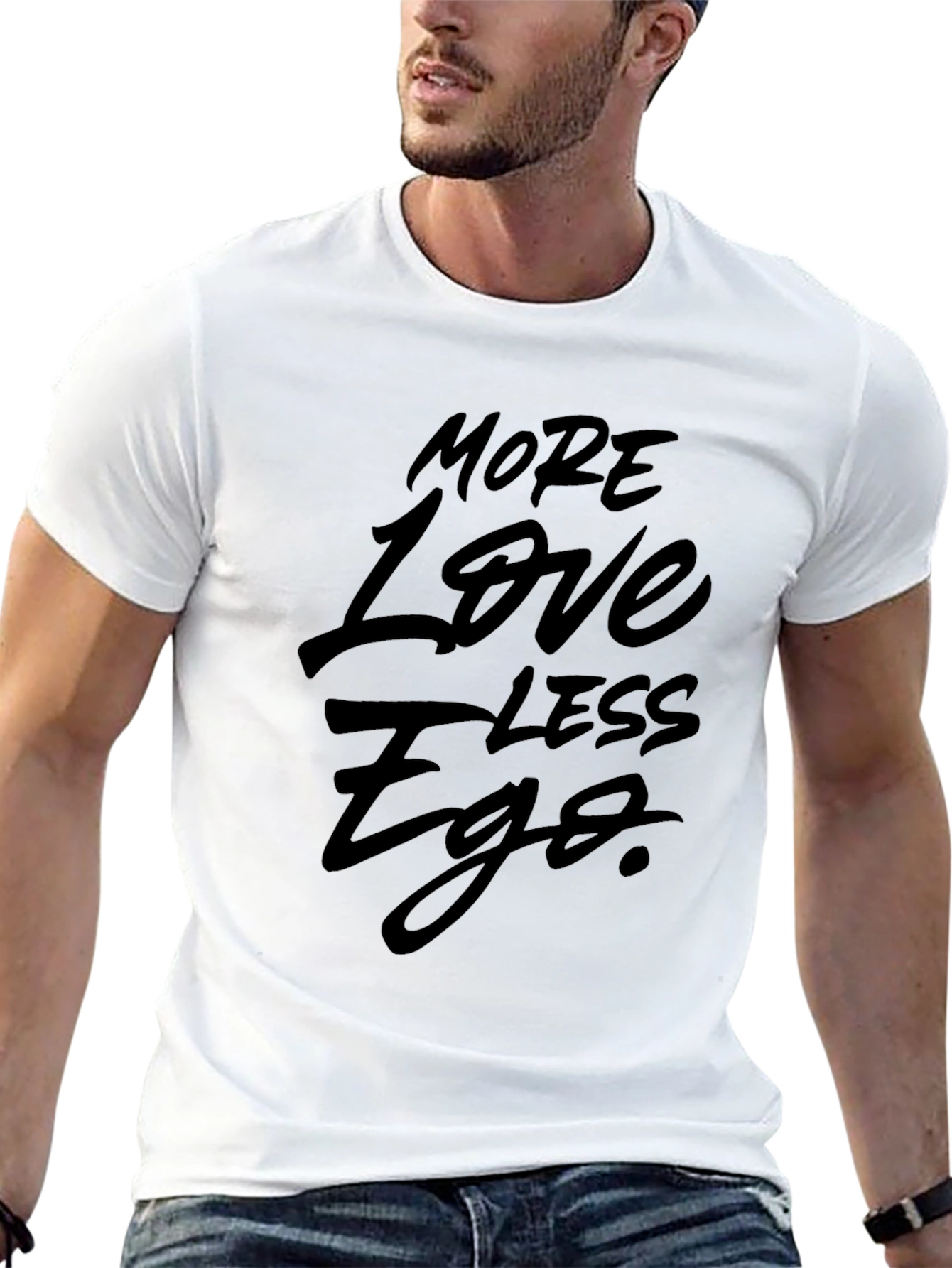 Black More Love Less Ego Graphic T-Shirt - Black view 13