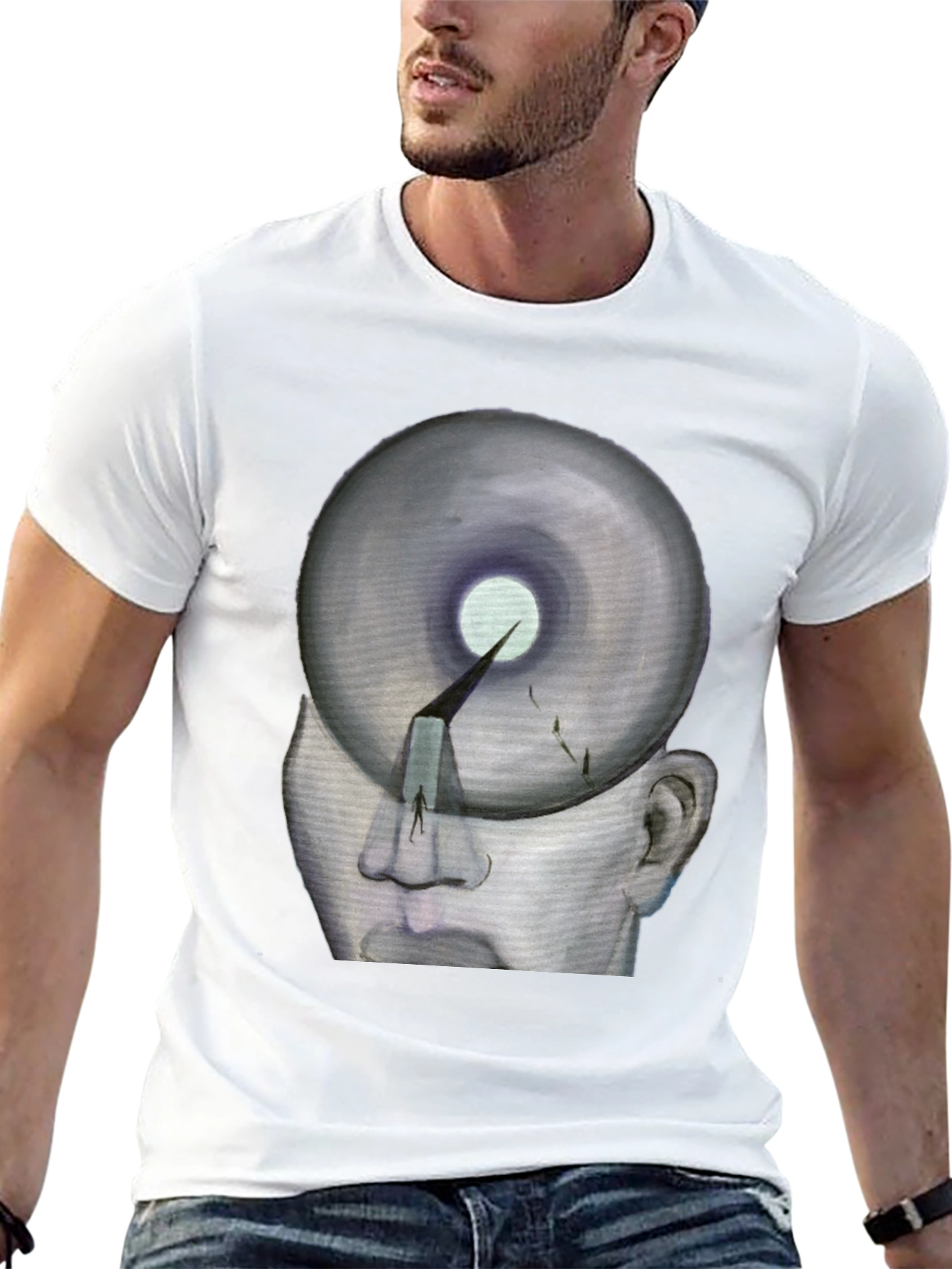 Black Surreal Head Graphic T-Shirt view 13