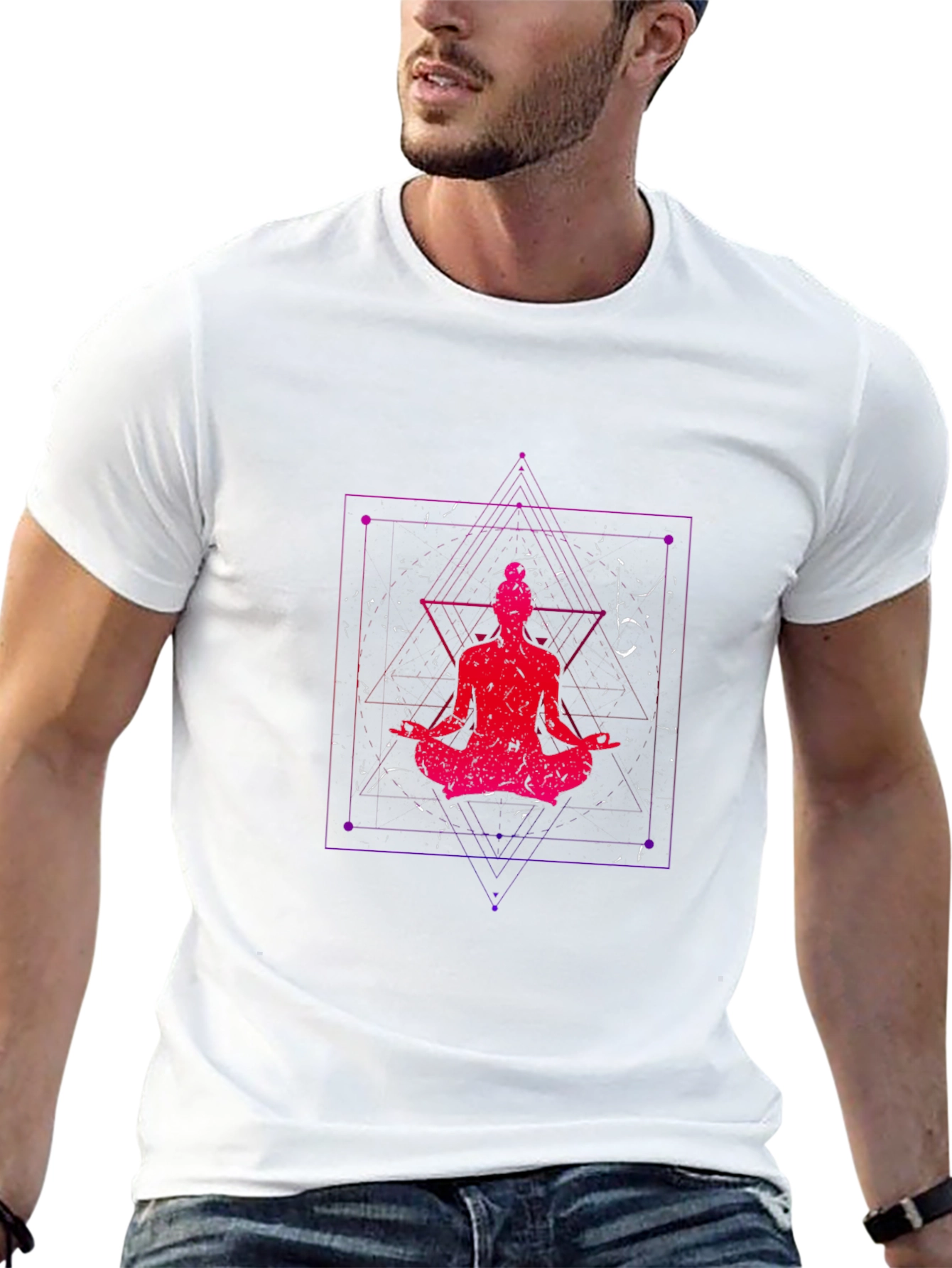 Black Meditative Graphic Print T-Shirt view 13