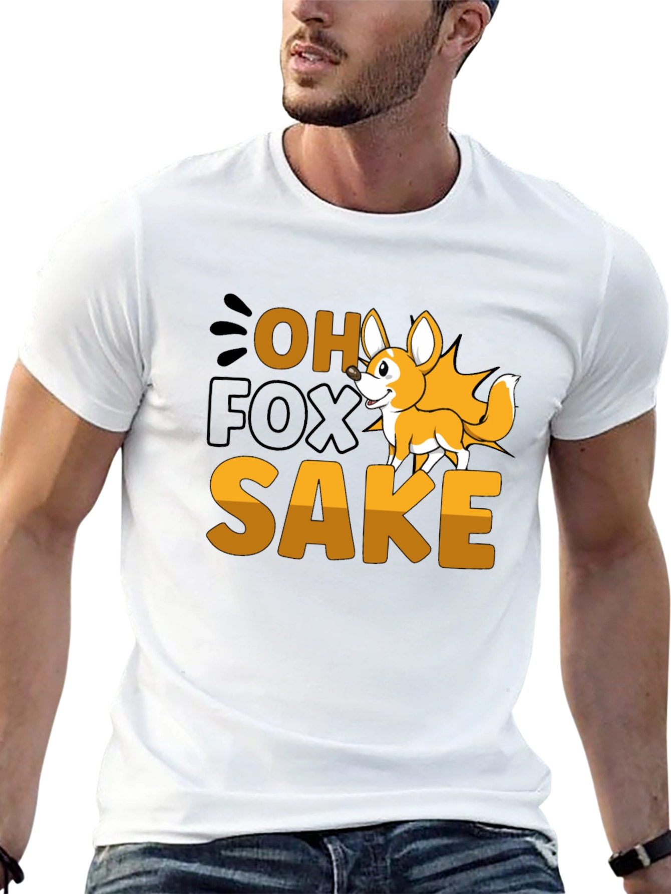 Black Oh Fox Sake T-Shirt - Funny Animal Pun Tee view 13