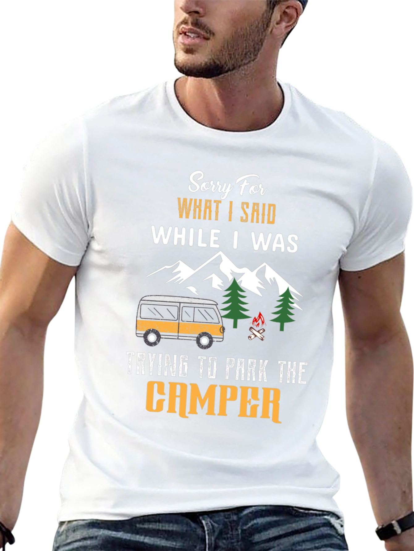 Black Sorry For What I Said While Parking Camper T-Shirt view 13