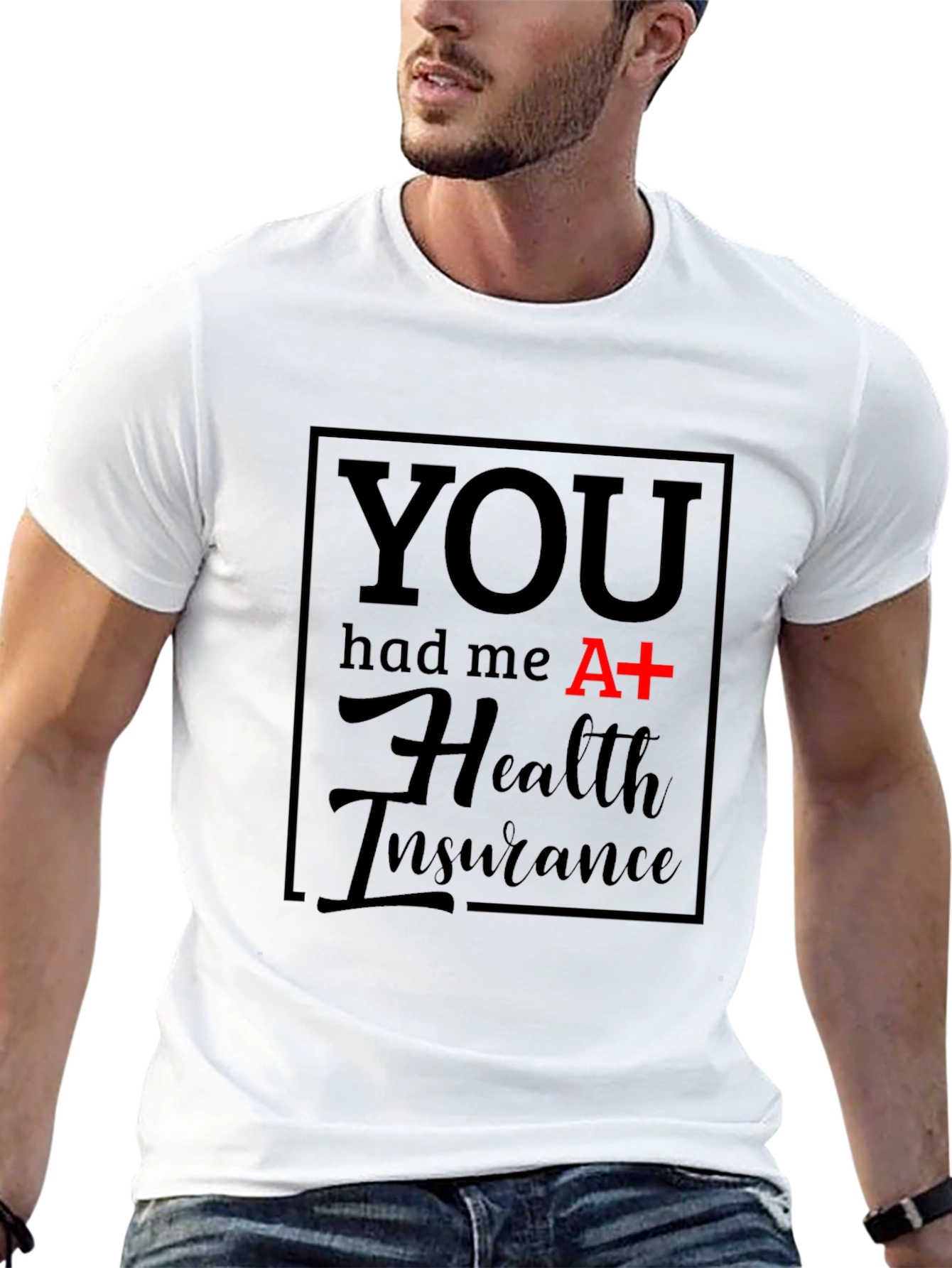 Black Health Insurance Graphic Tee - Funny T-Shirt view 13