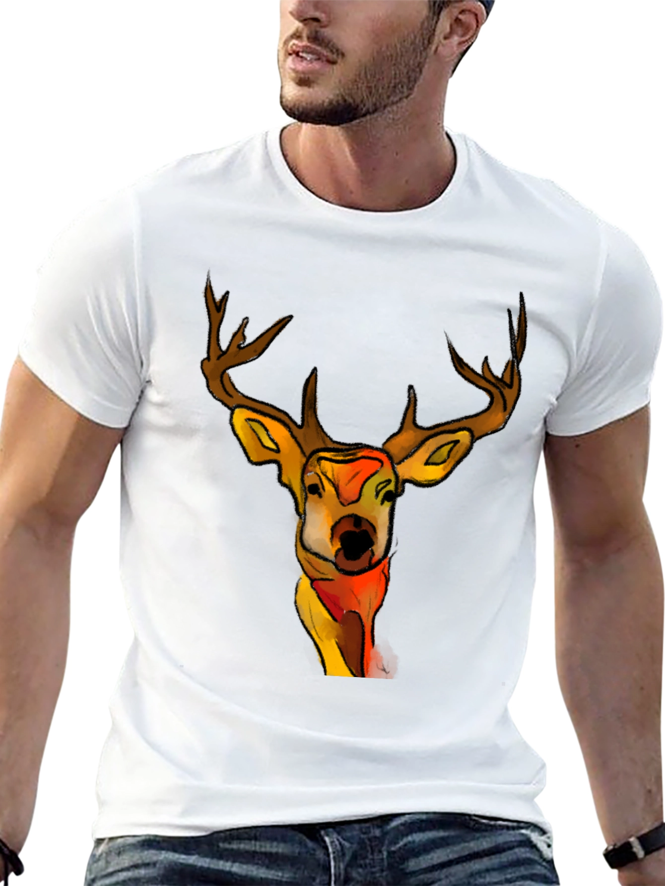 Black Deer Graphic Black T-Shirt - Unique Animal Tee view 13