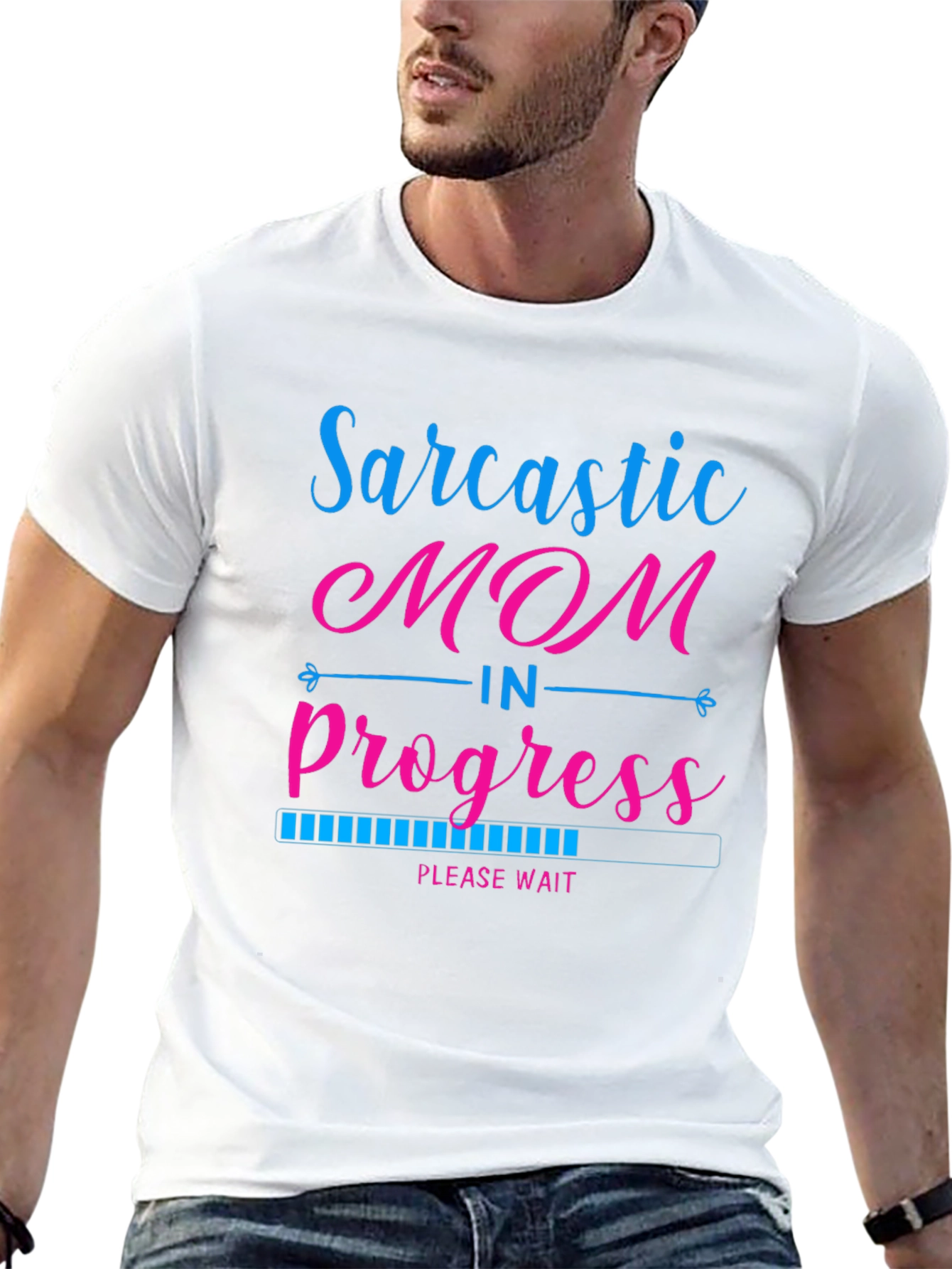 Black Sarcastic Mom in Progress Black T-Shirt view 13