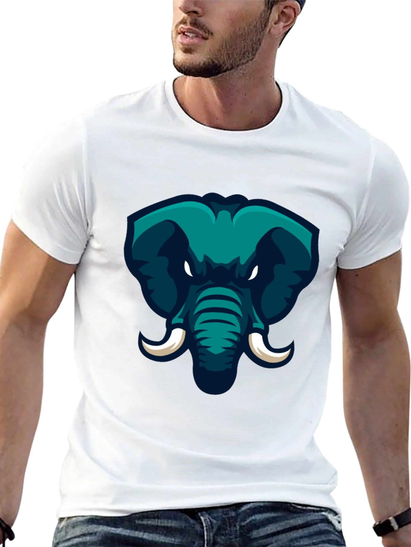 Black Elephant Graphic Print Black T-Shirt view 13