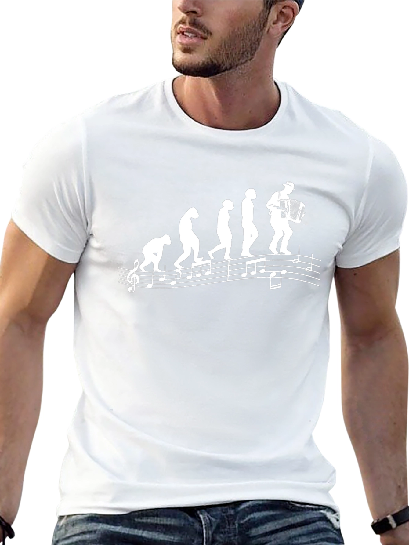 Black Accordion Evolution T-Shirt - Musical Humor view 13
