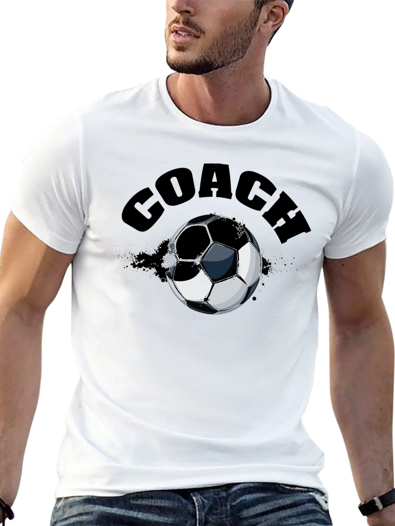 Black Coach Soccer Ball T-Shirt view 13