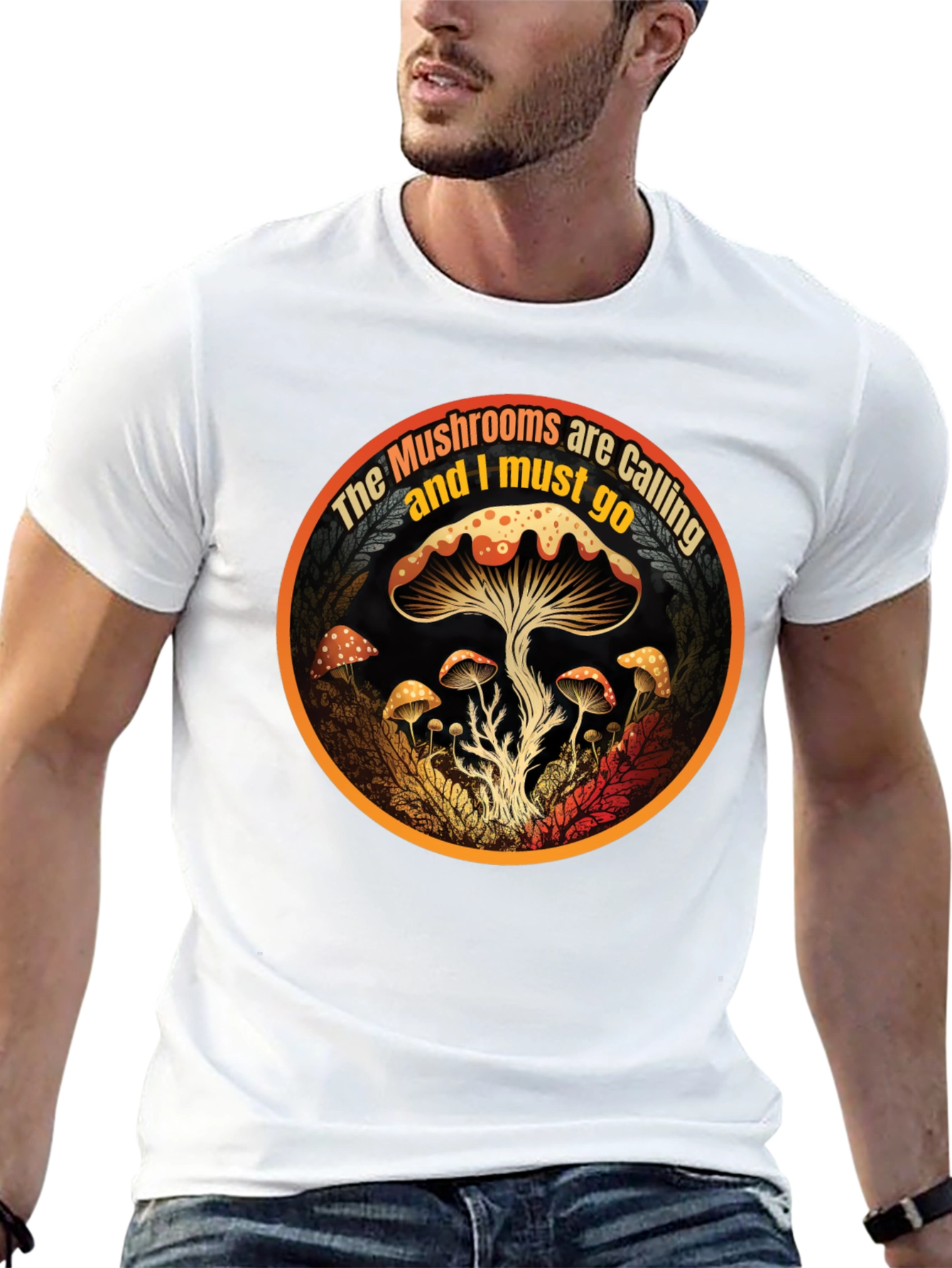 Black Mushroom Calling T-Shirt - Nature Lover Apparel view 13