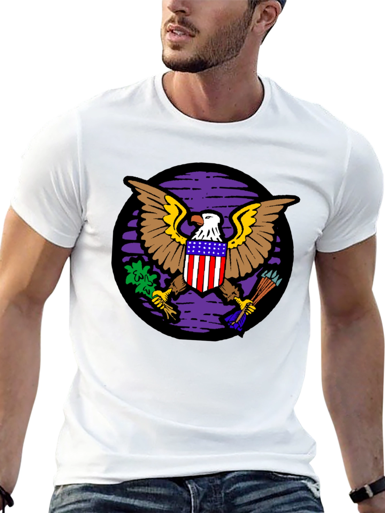 Black American Eagle Graphic Black T-Shirt view 13