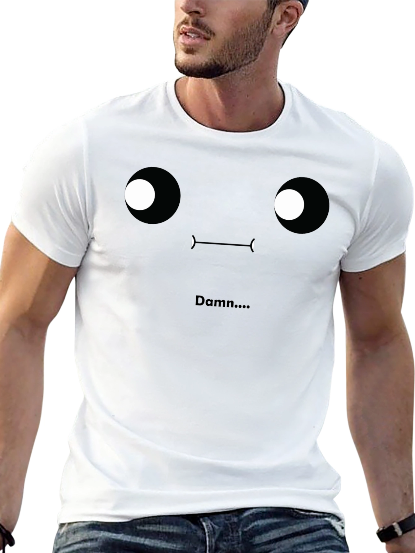Black Damn T-Shirt - Funny Face Graphic Tee - Black view 13