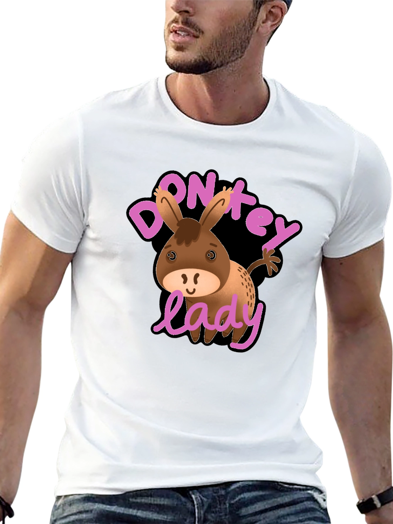 Black Donkey Lady Graphic T-Shirt, Novelty Humor Tee view 13