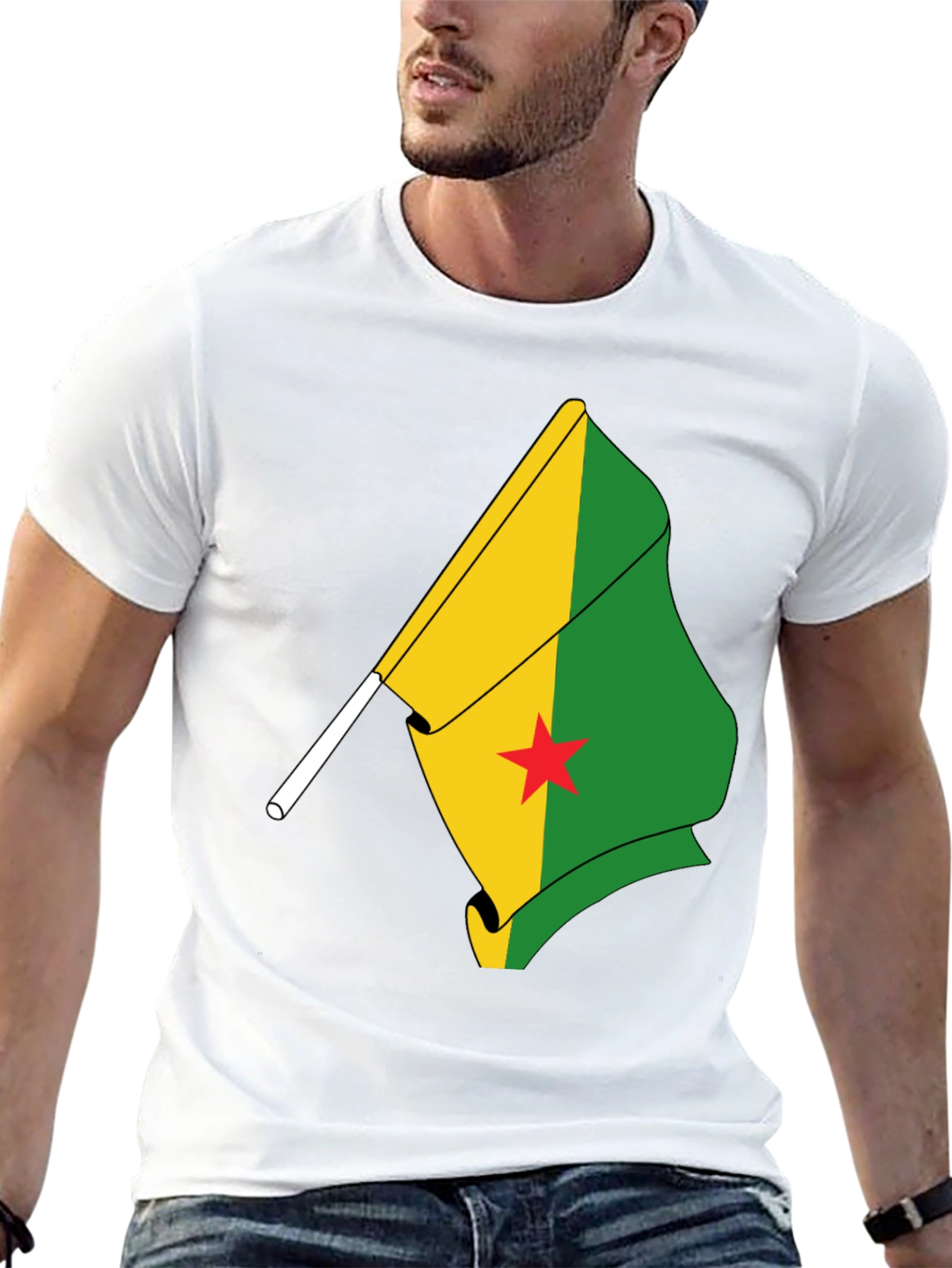 Black French Guiana Flag T-Shirt - Black view 13