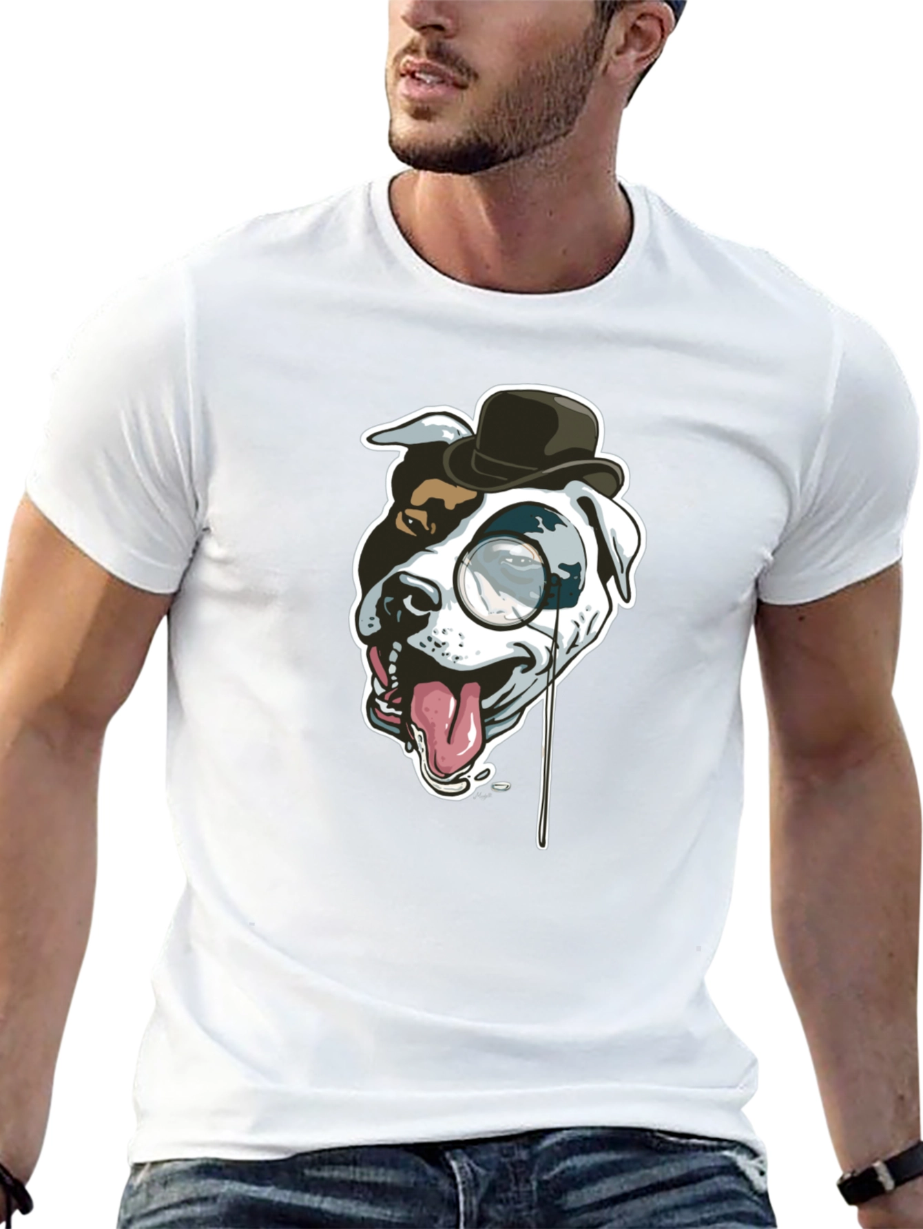 Black Dog with Monocle Graphic Tee view 13