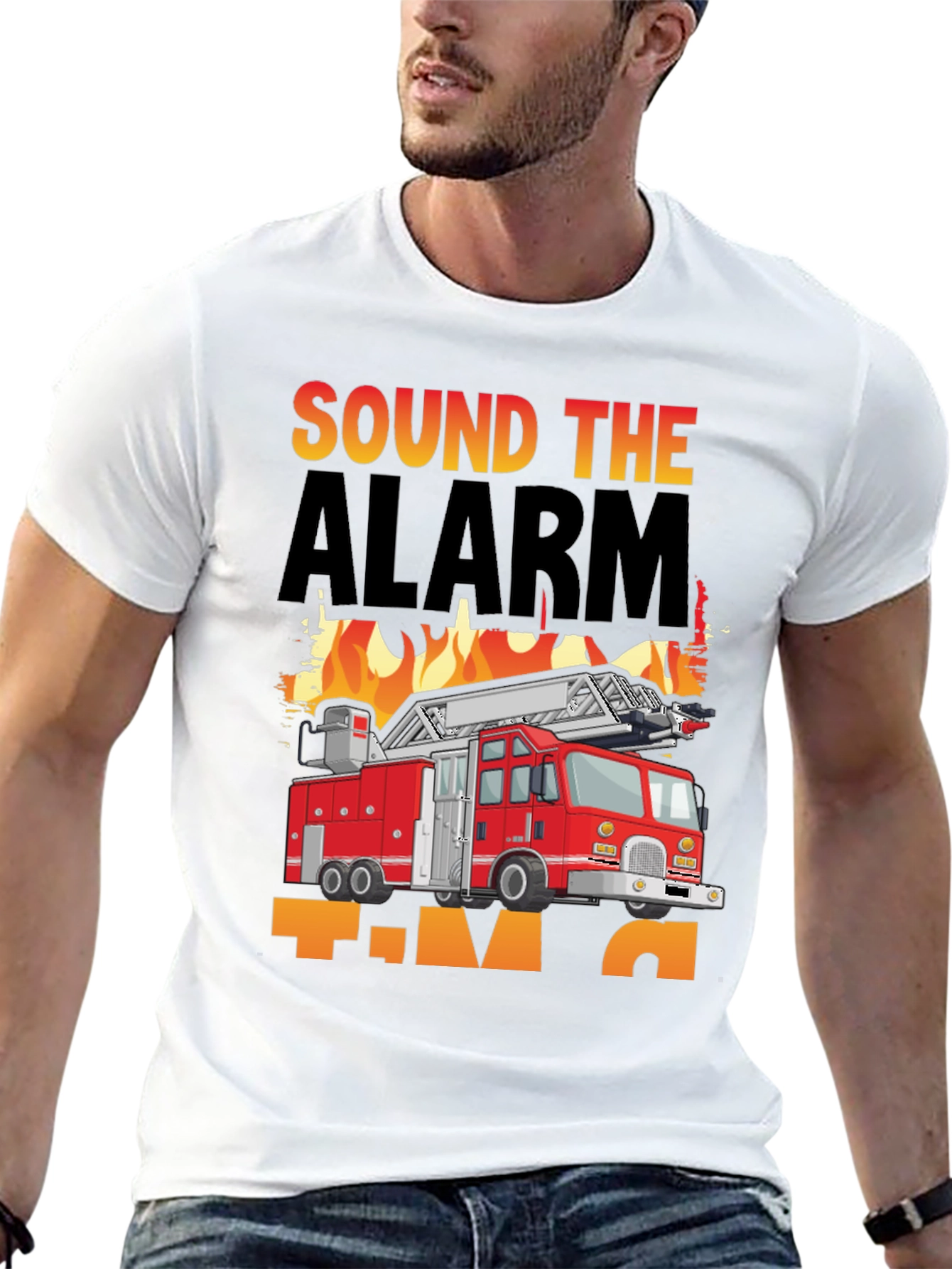 Black Sound the Alarm Fire Truck T-Shirt view 13