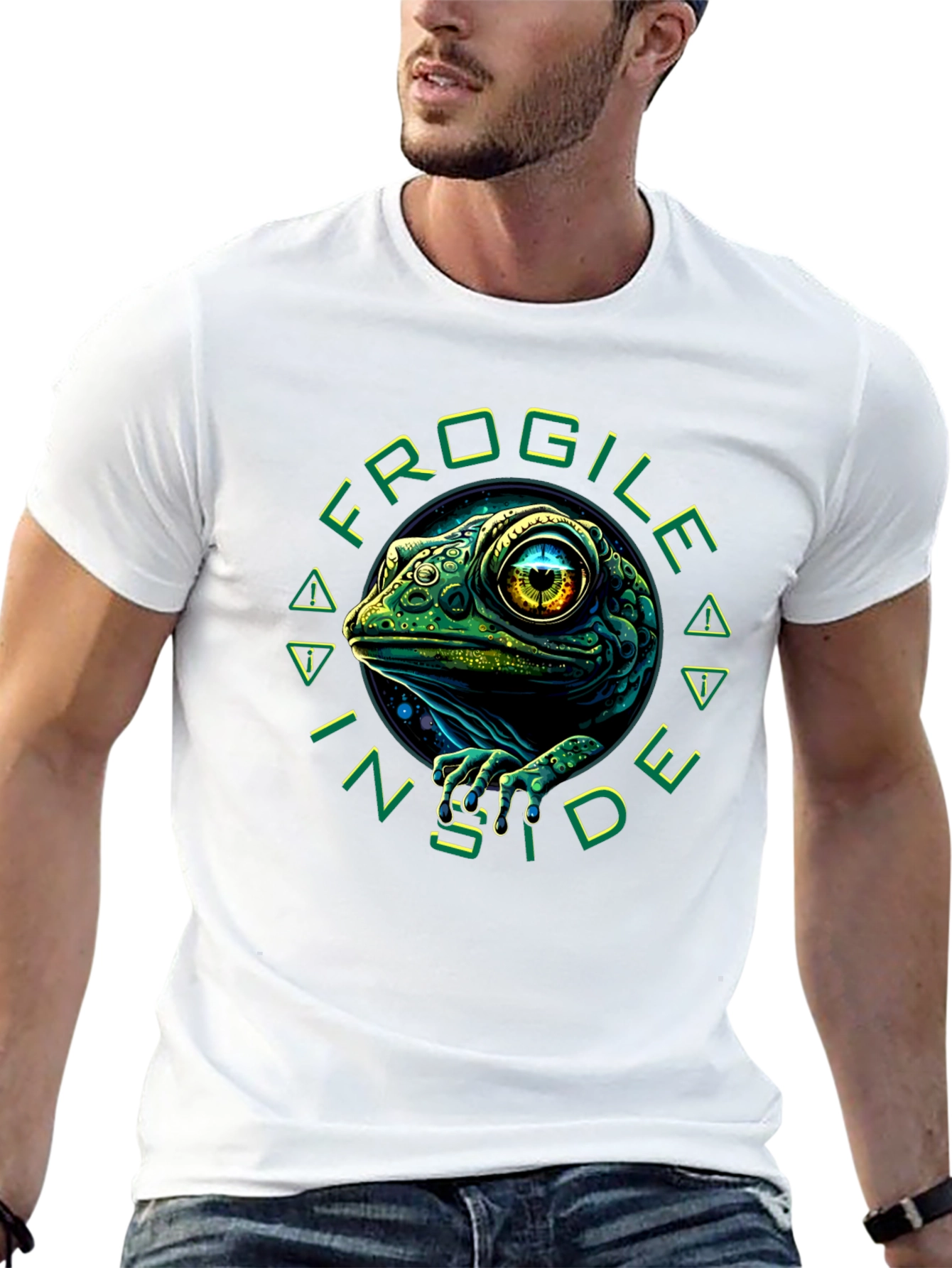 Black FROGile Inside T-Shirt - Unique Graphic Tee view 13