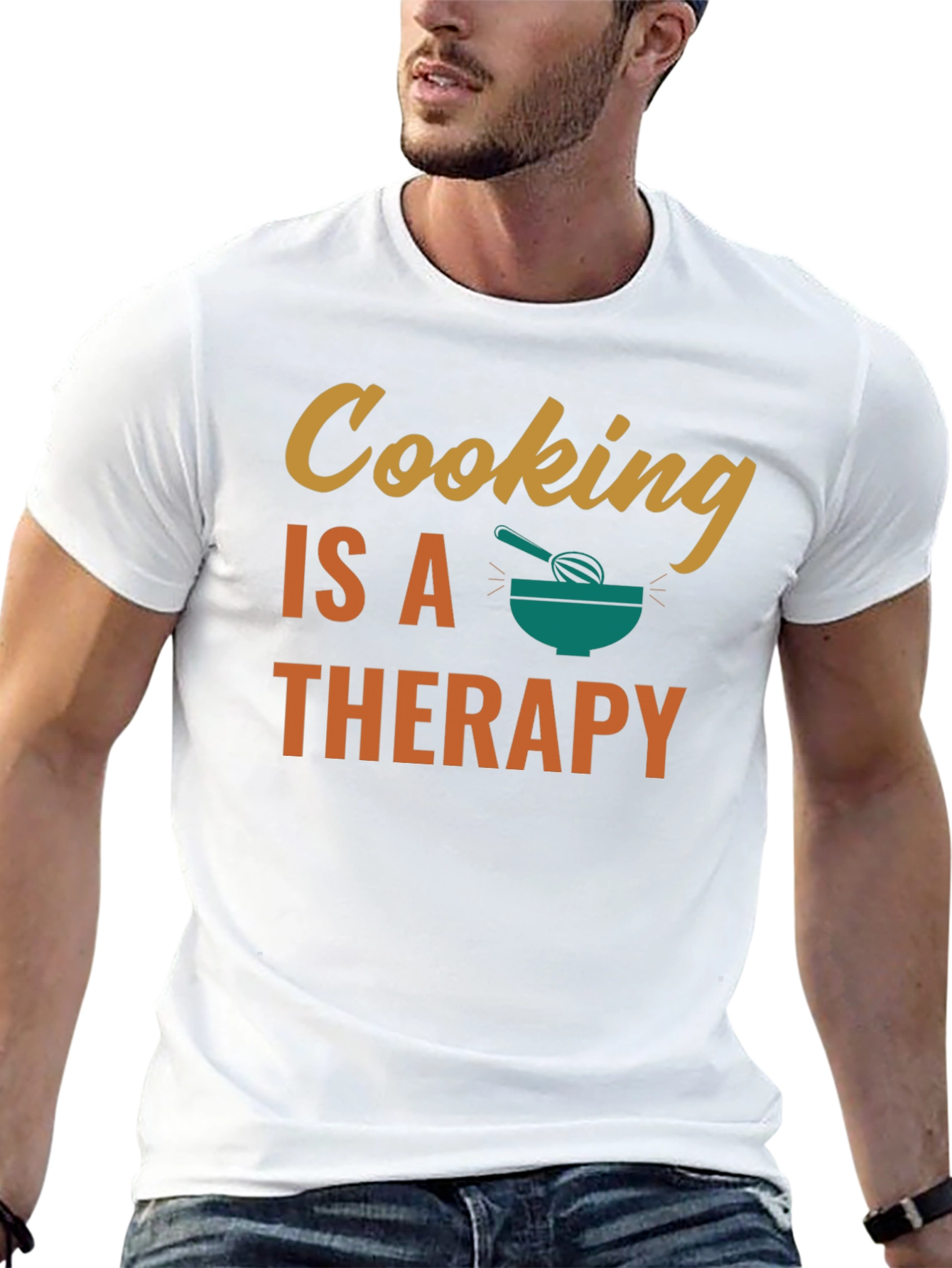 Black Cooking is Therapy T-Shirt - Black Cotton Tee view 13