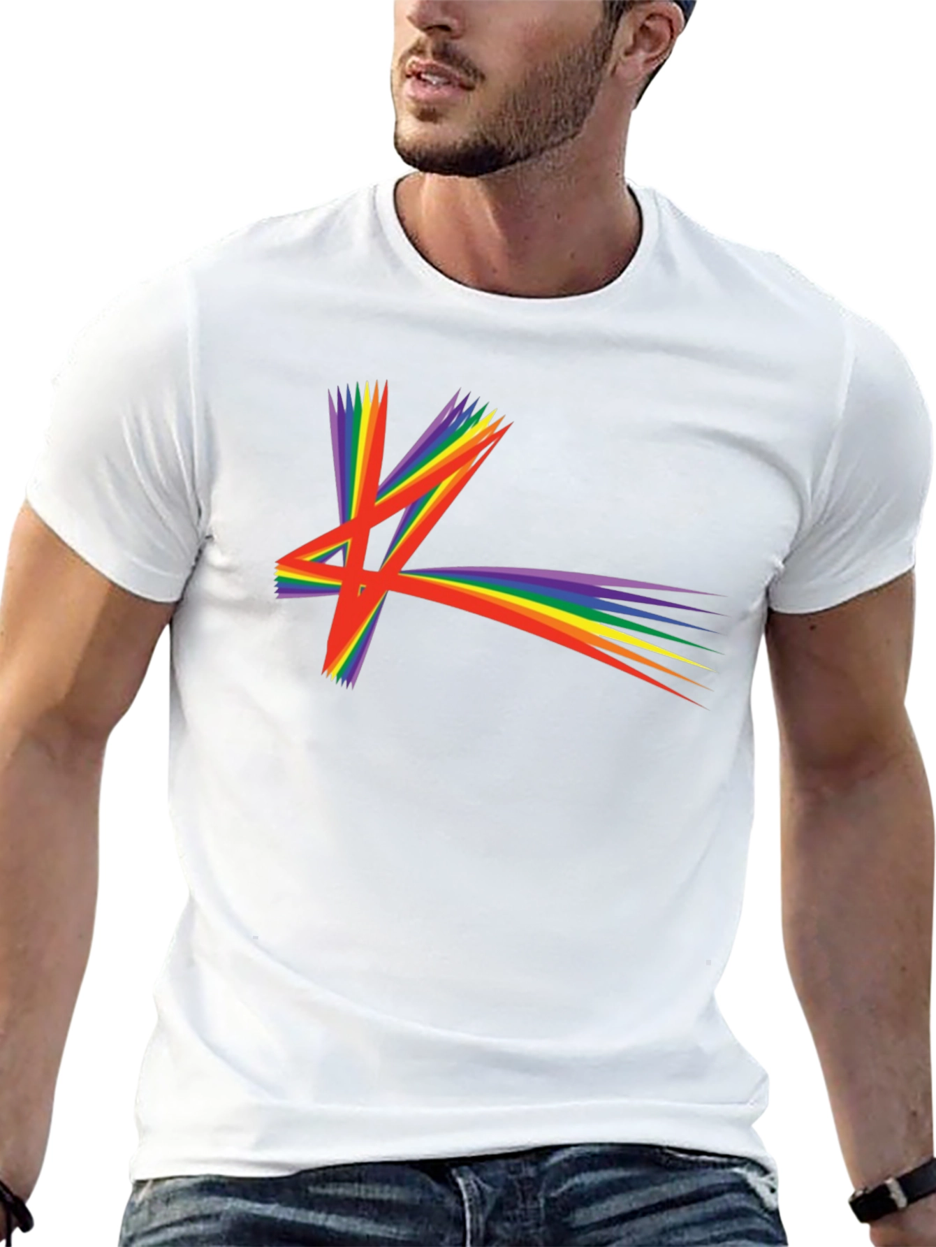 Black Rainbow Starburst Graphic T-Shirt view 13
