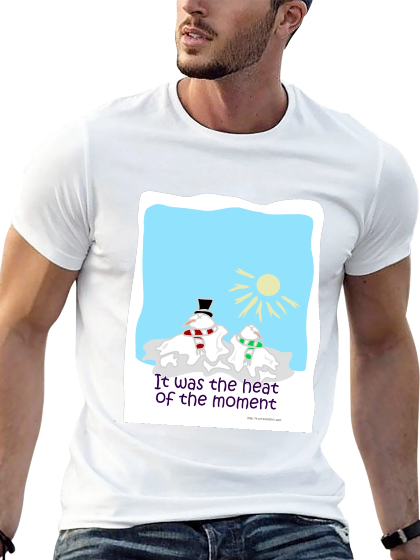 Black Humorous Melting Snowman T-Shirt view 13