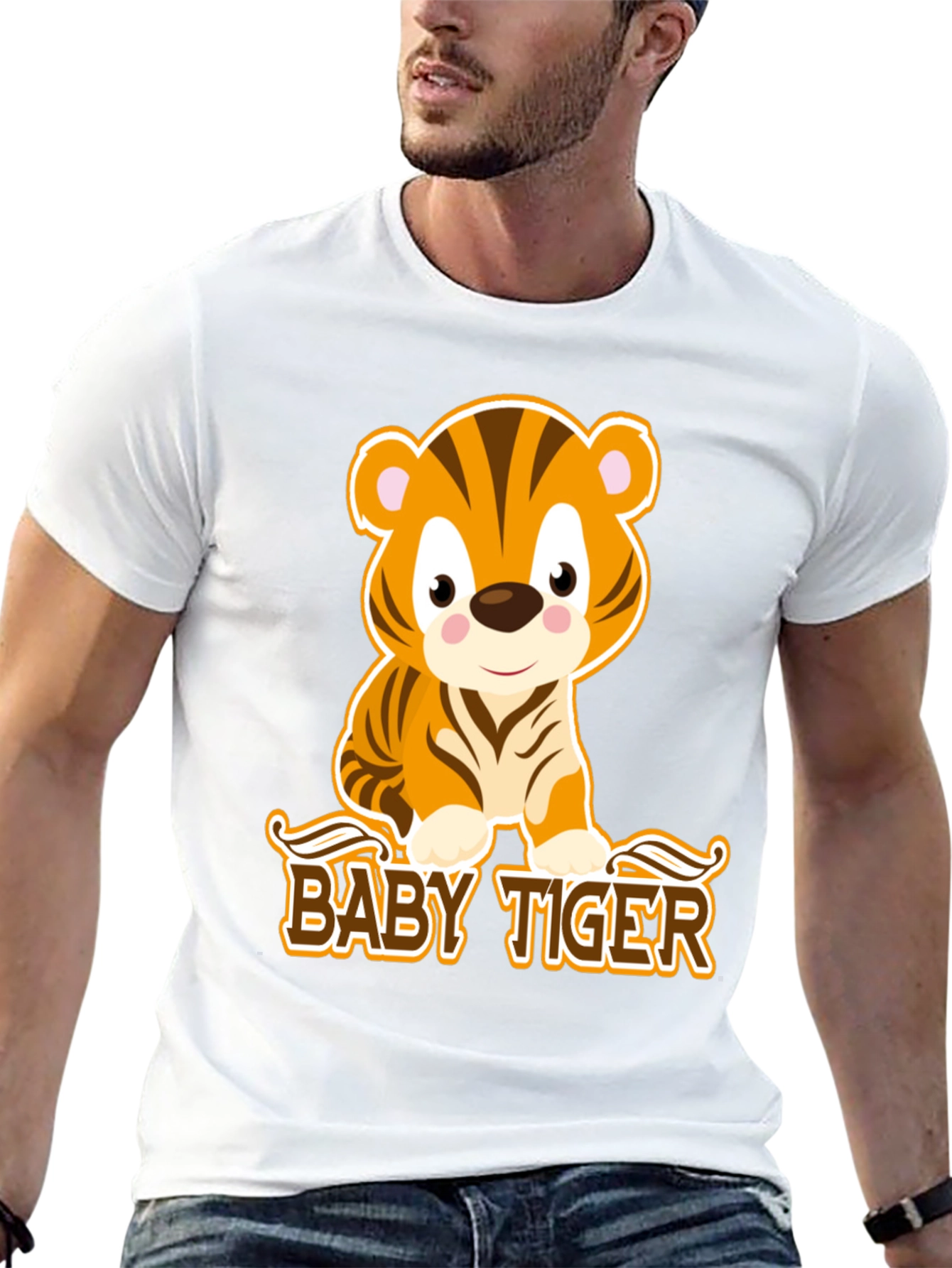 Black Cute Baby Tiger Graphic Tee - Black view 13