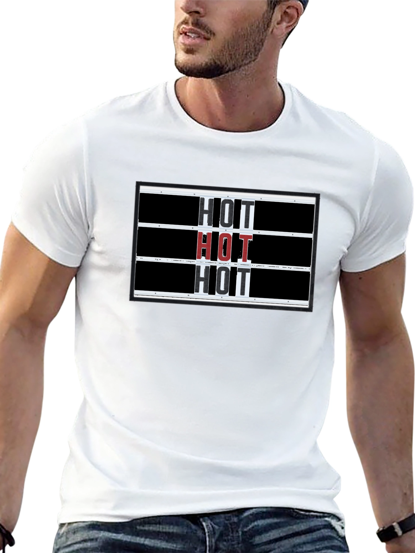 Black Hot Graphic Print Black T-Shirt view 13