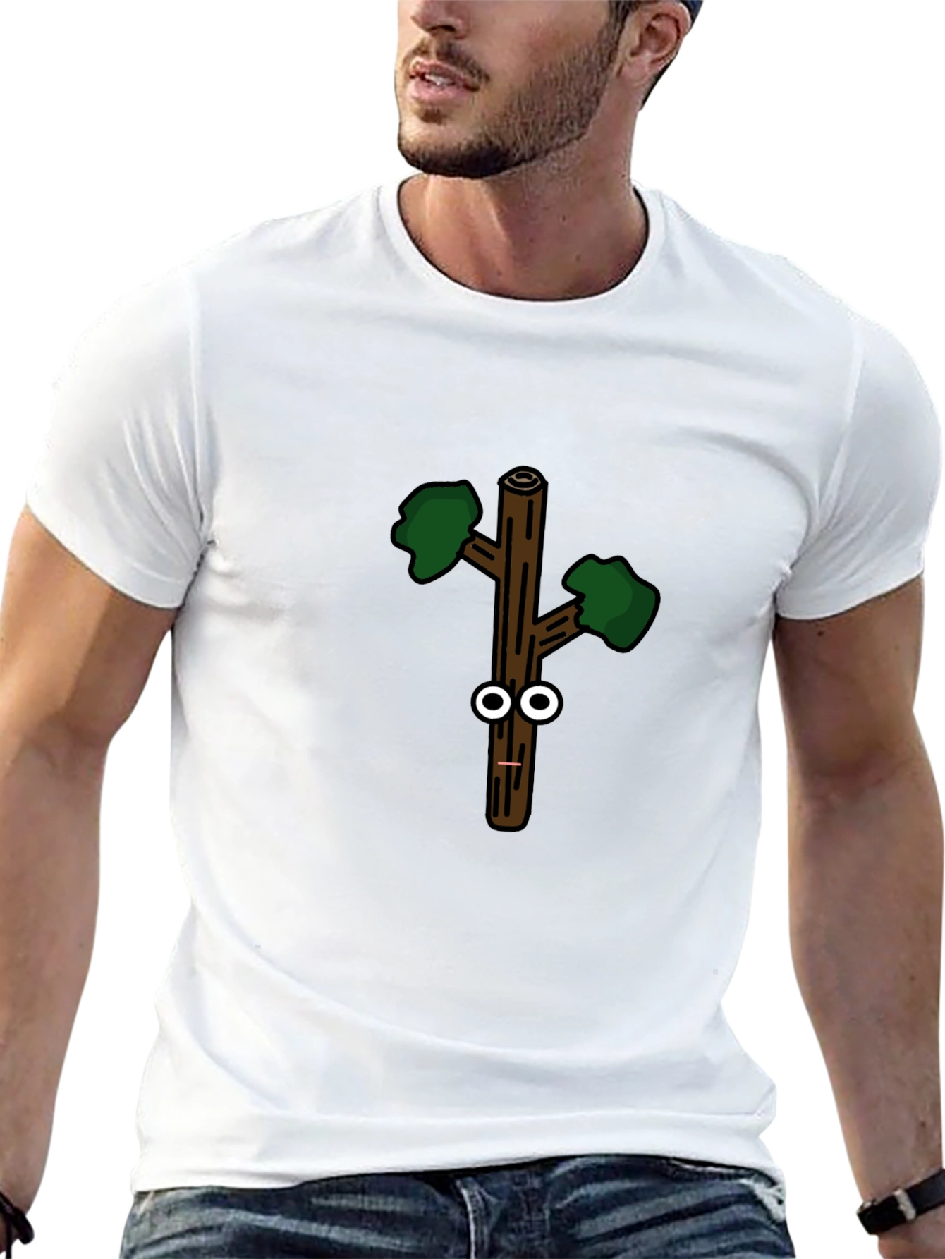 Black Funny Googly-Eyed Stick Figure Black T-Shirt view 13