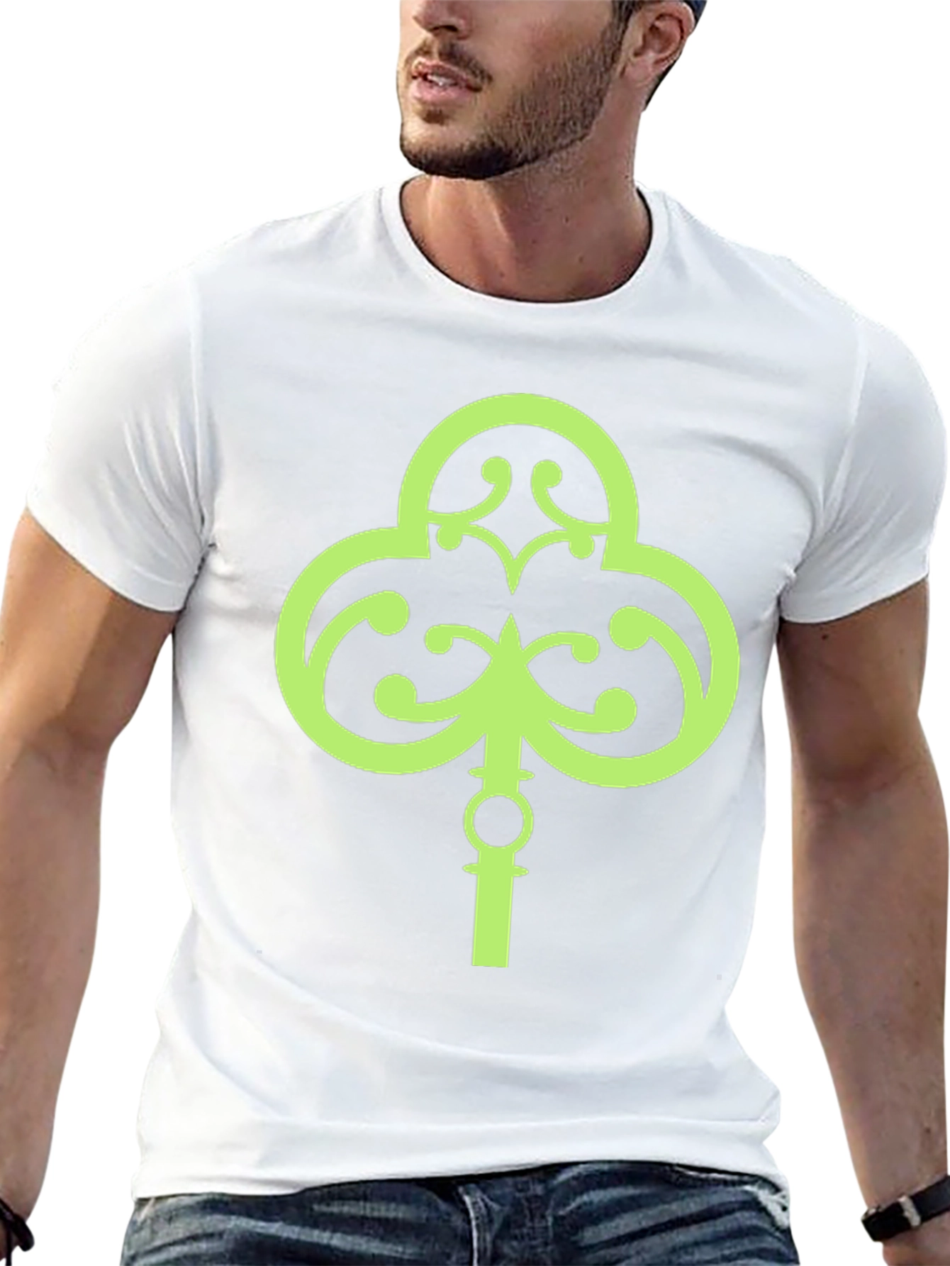 Black Lucky Green Shamrock Key T-Shirt view 13