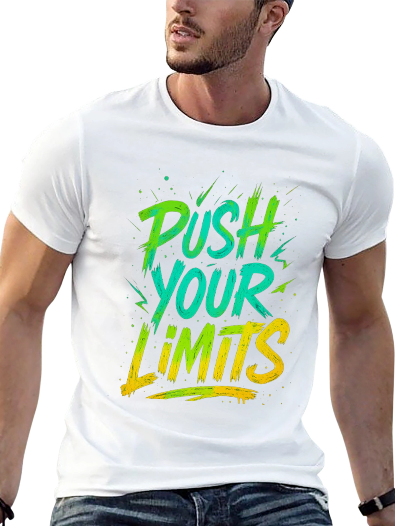 Black Push Your Limits Graphic Tee - Men's Black T-Shirt view 13