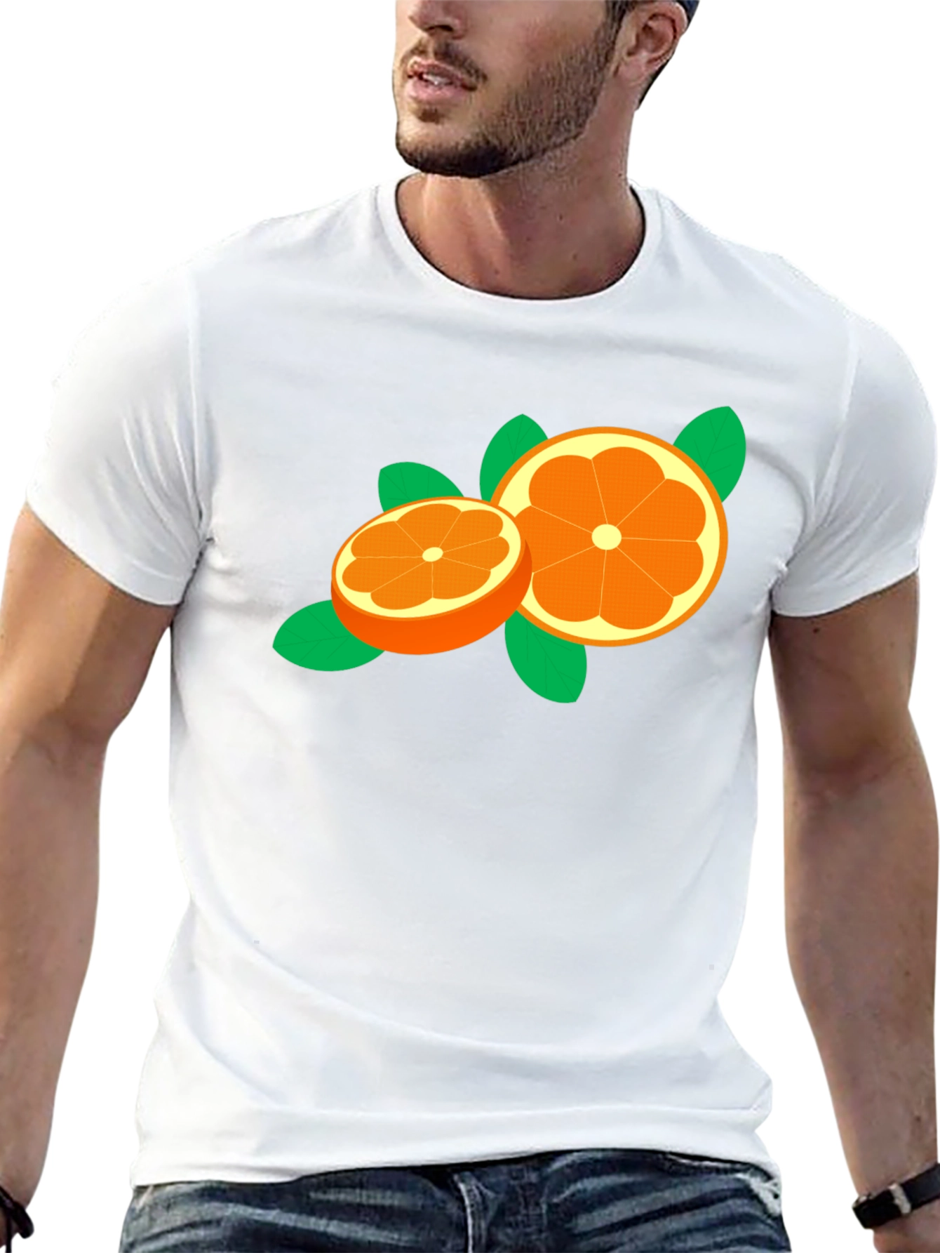 Black Orange Slice Graphic Tee - Trendy Fruit Design view 13