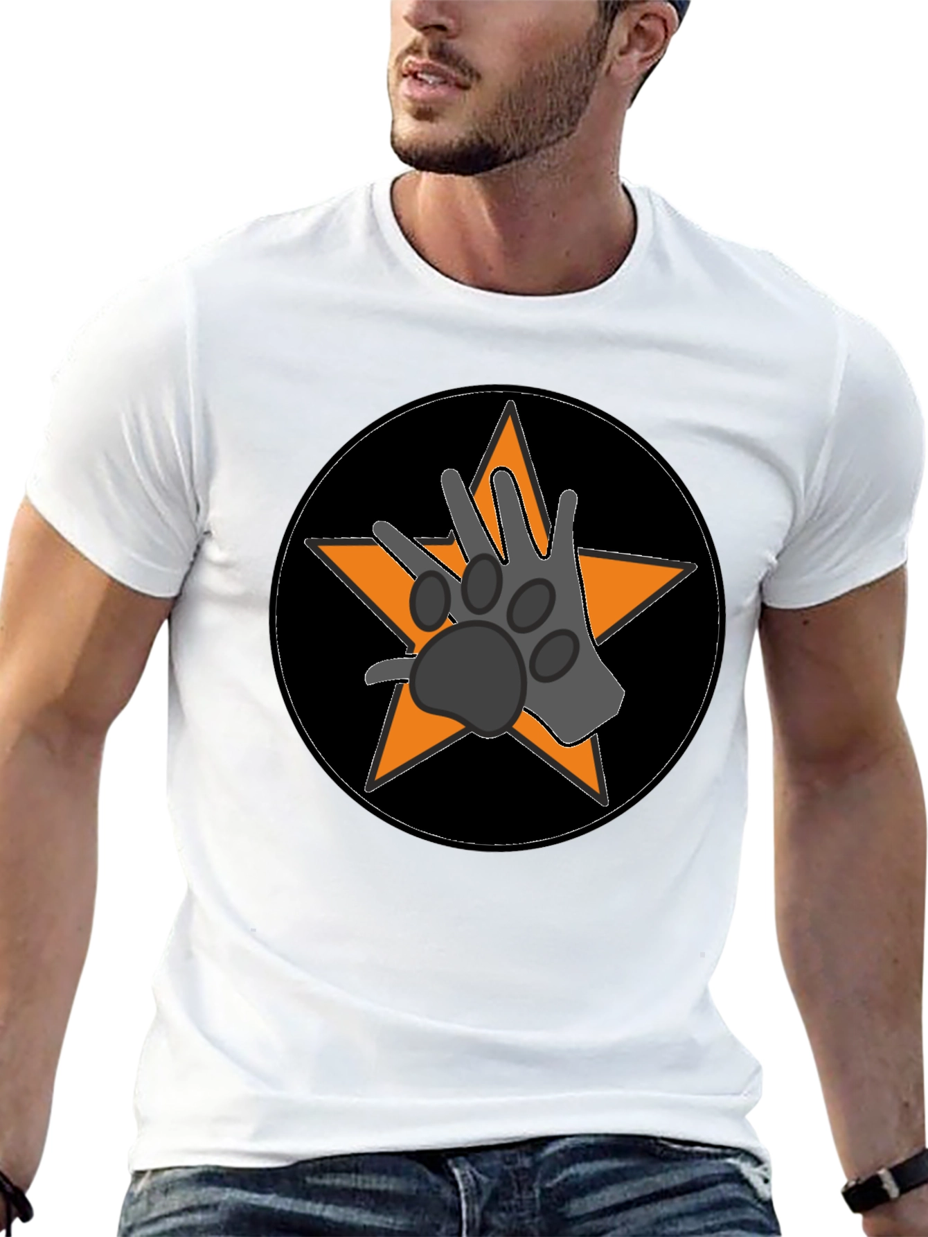 Black Paw Star Graphic Tee - Black Cotton Blend view 13