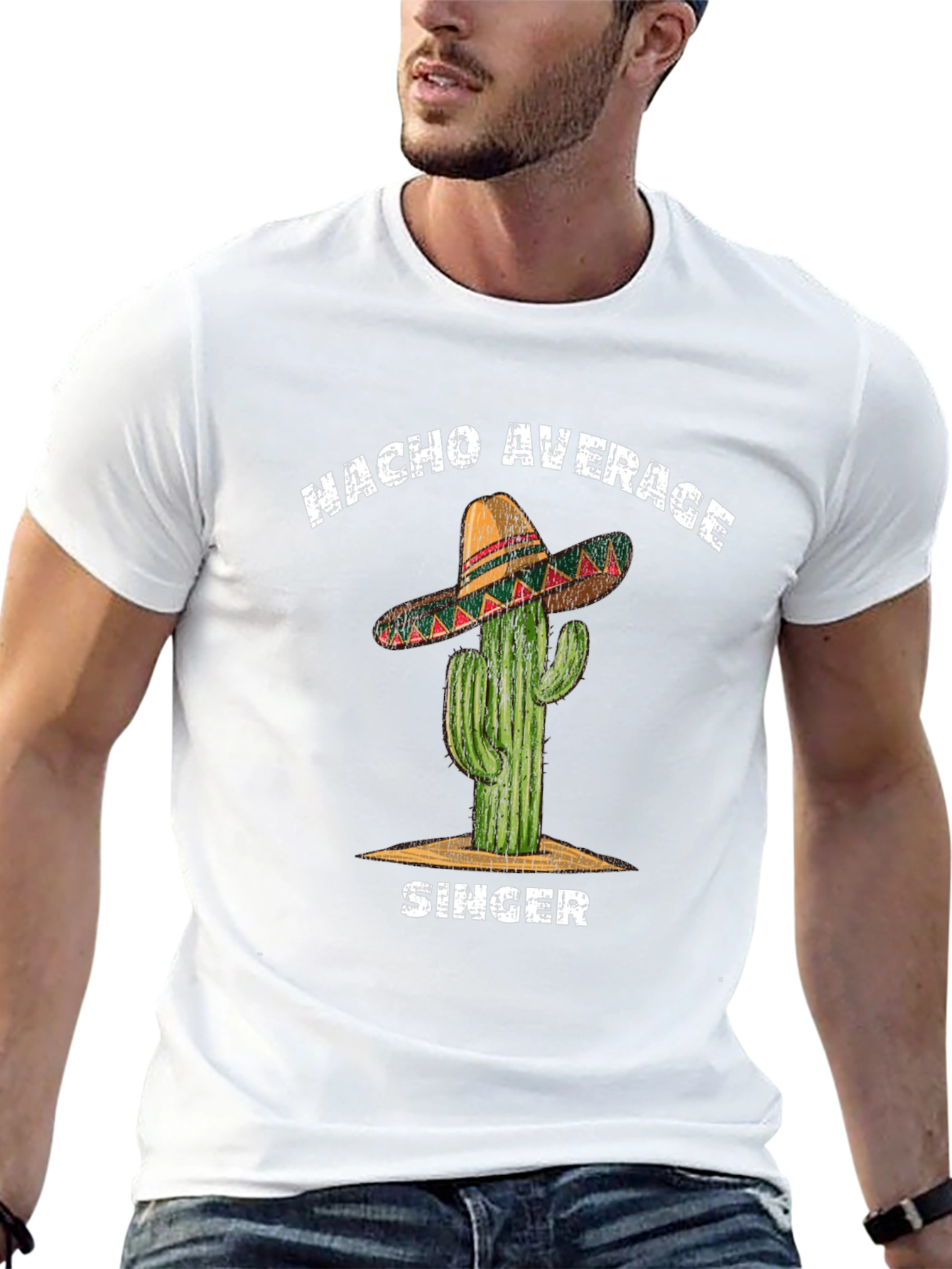 Black Nacho Average Singer T-Shirt - Cactus Sombrero Tee view 13