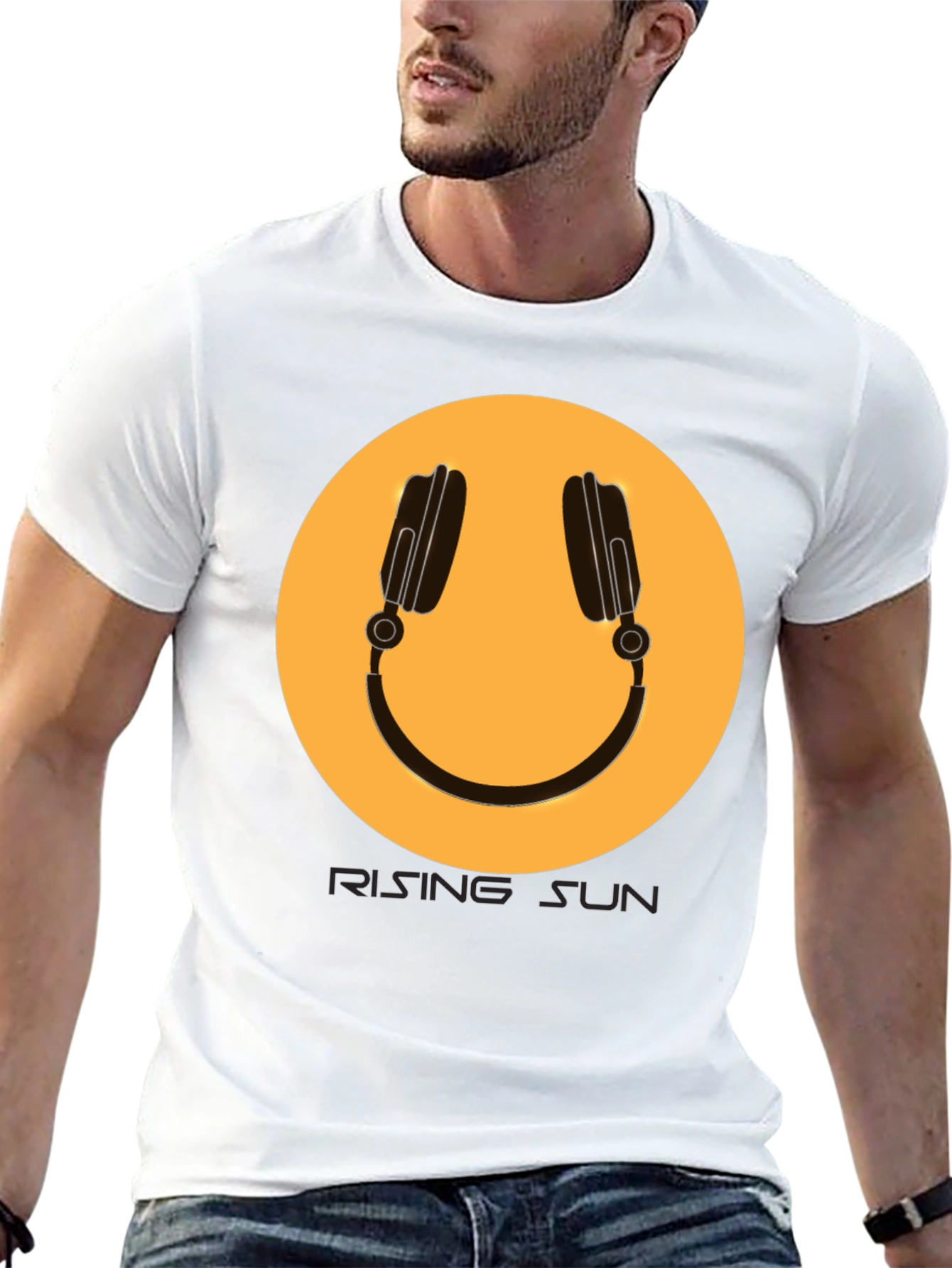 Black Headphone Graphic Tee - Rising Sun Style view 13