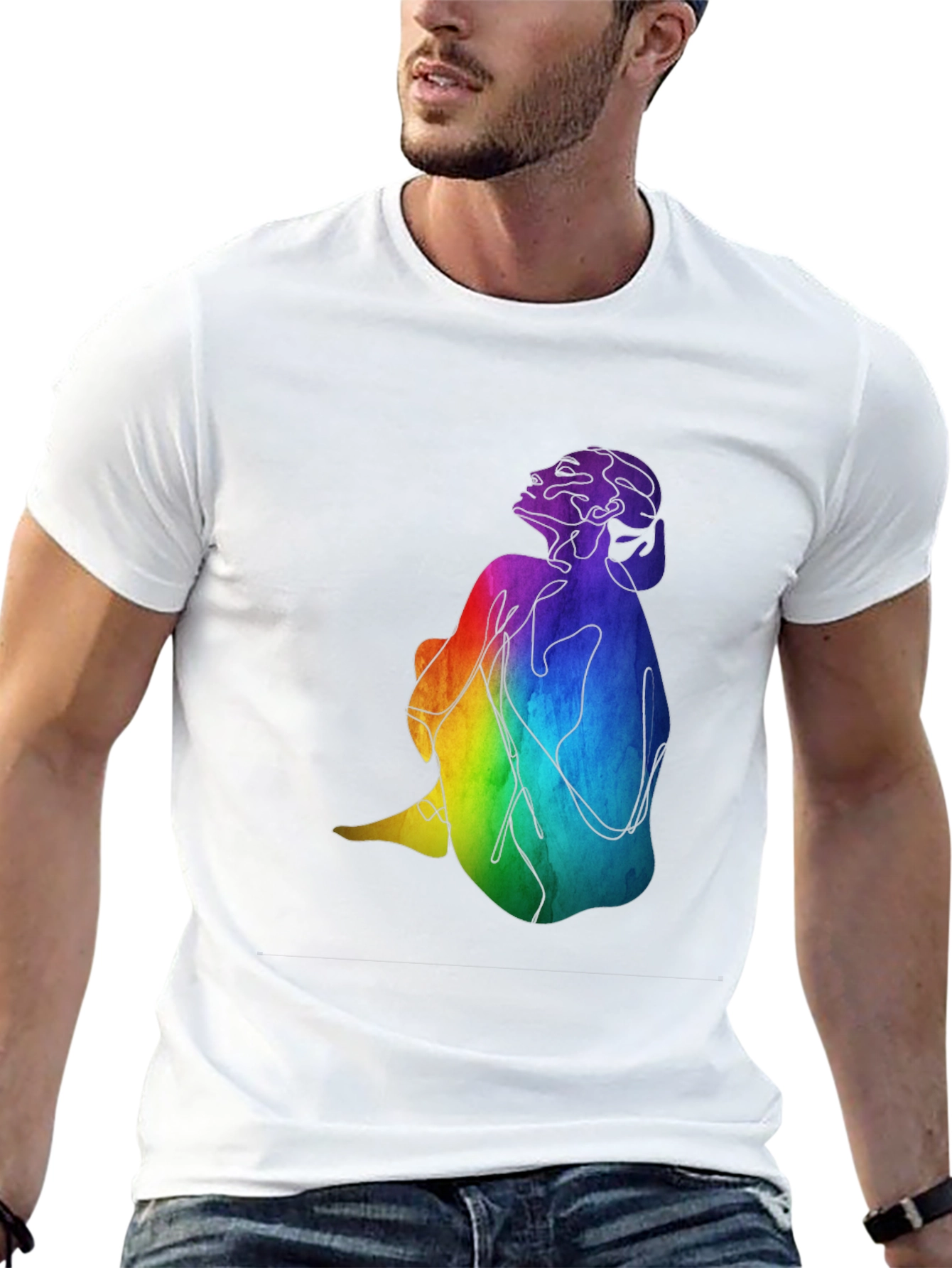 Black Rainbow Woman Graphic Black T-Shirt view 13
