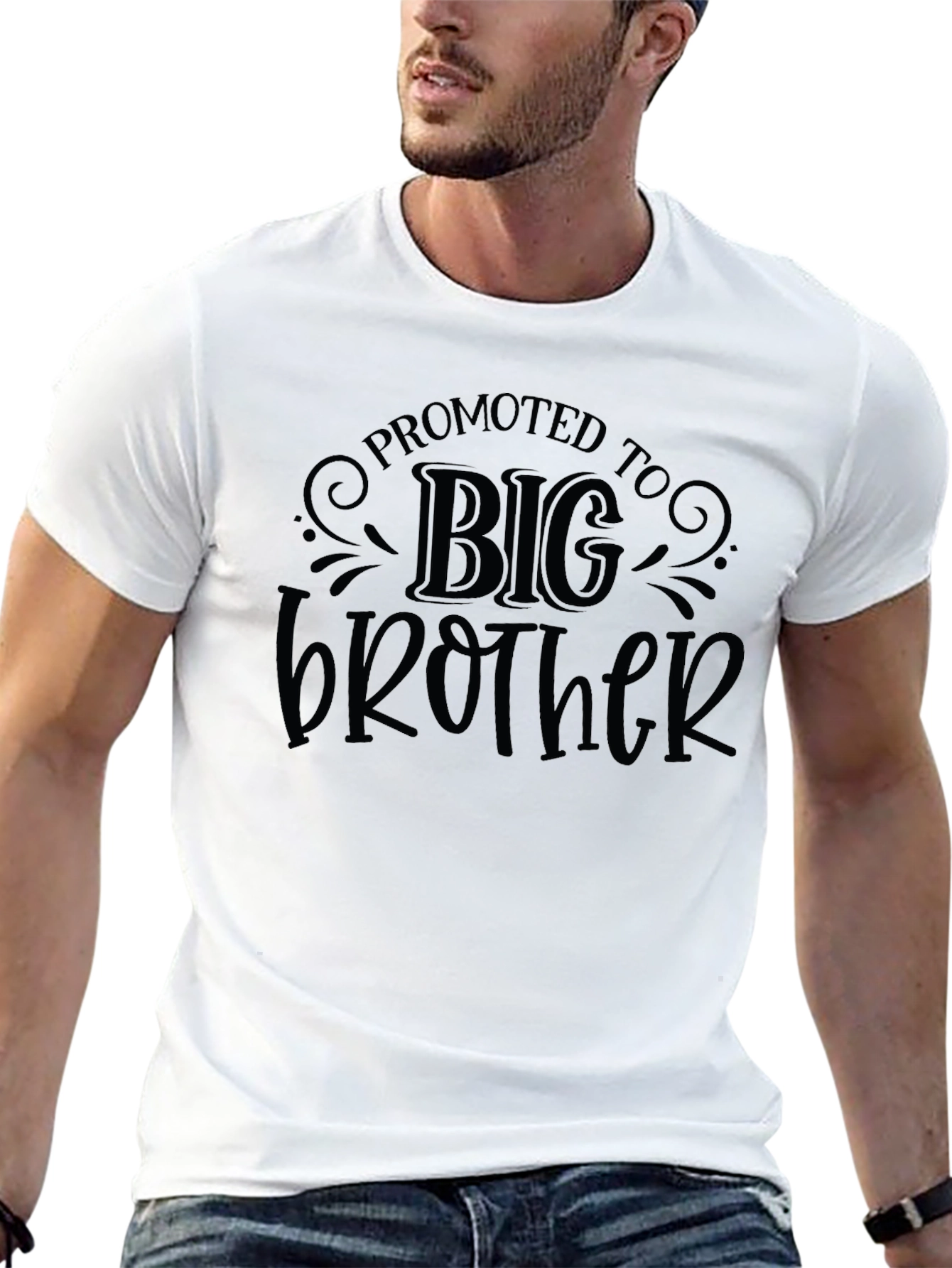 Black Promoted to Big Brother Graphic Tee - Black Cotton T-Shirt view 13
