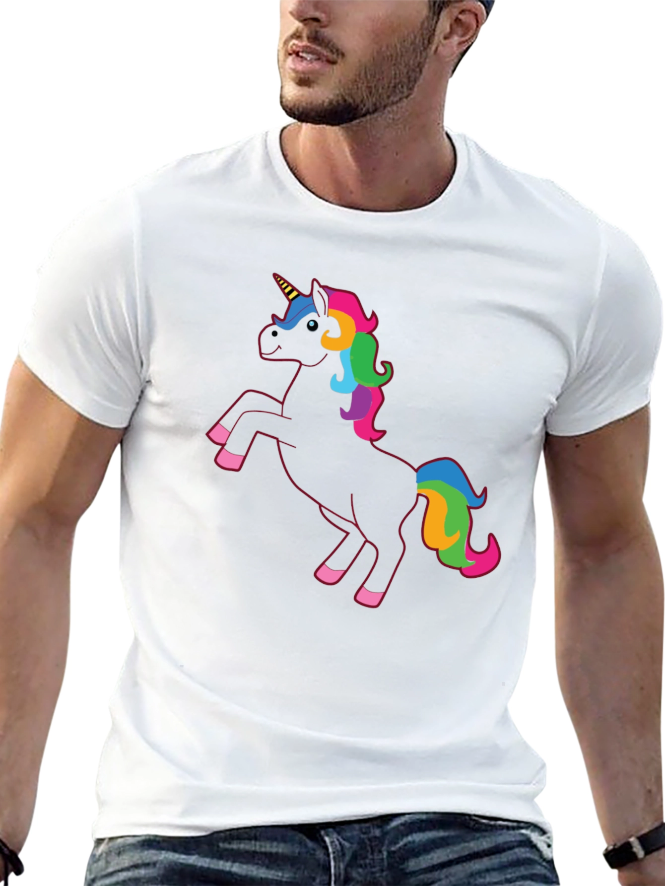 Black Black Unicorn Rainbow Mane T-Shirt view 13