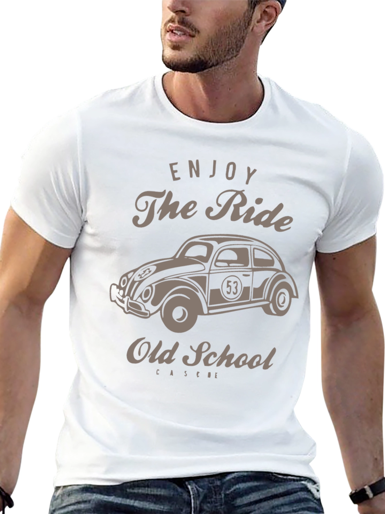 Black Enjoy The Ride Old School Car Graphic T-Shirt view 13