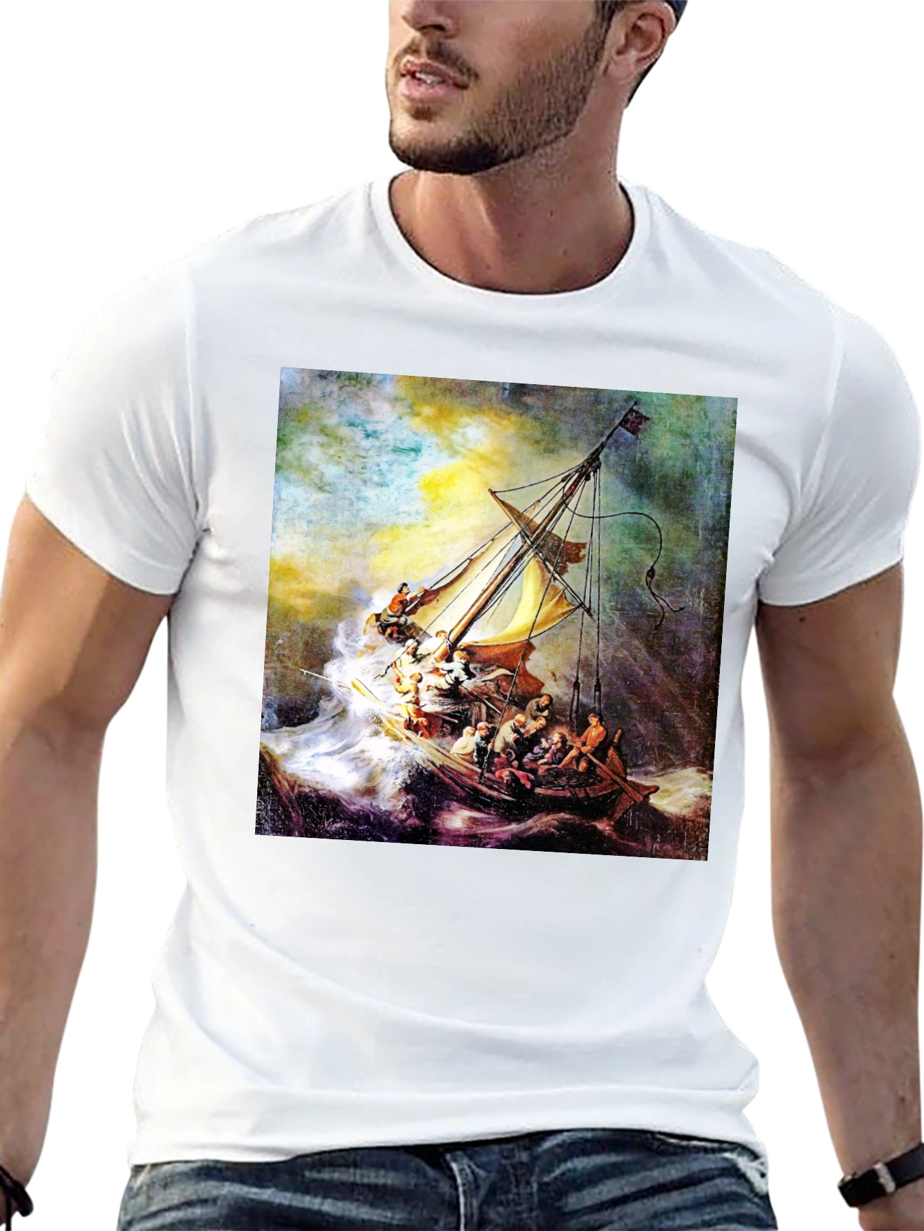 Black The Storm on the Sea of Galilee T-Shirt view 13