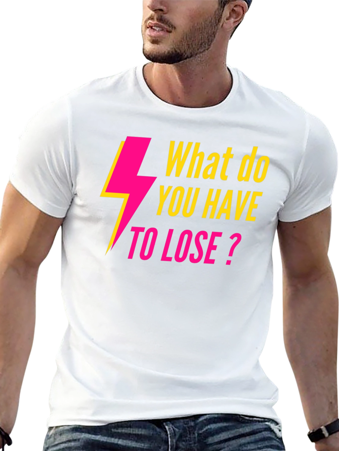 Black Electric Pink 'What to Lose?' Black T-Shirt view 13