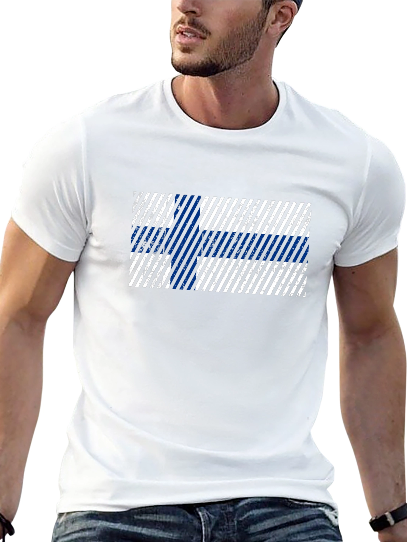 Finland Flag Distressed Graphic T-Shirt - 13