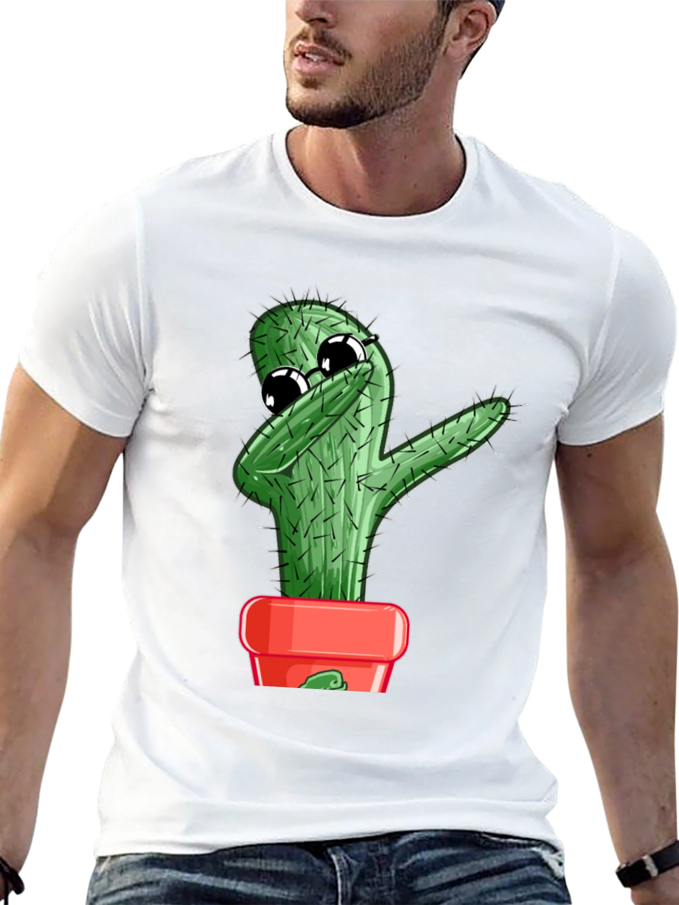 Black Dabbing Cactus Graphic T-Shirt view 13