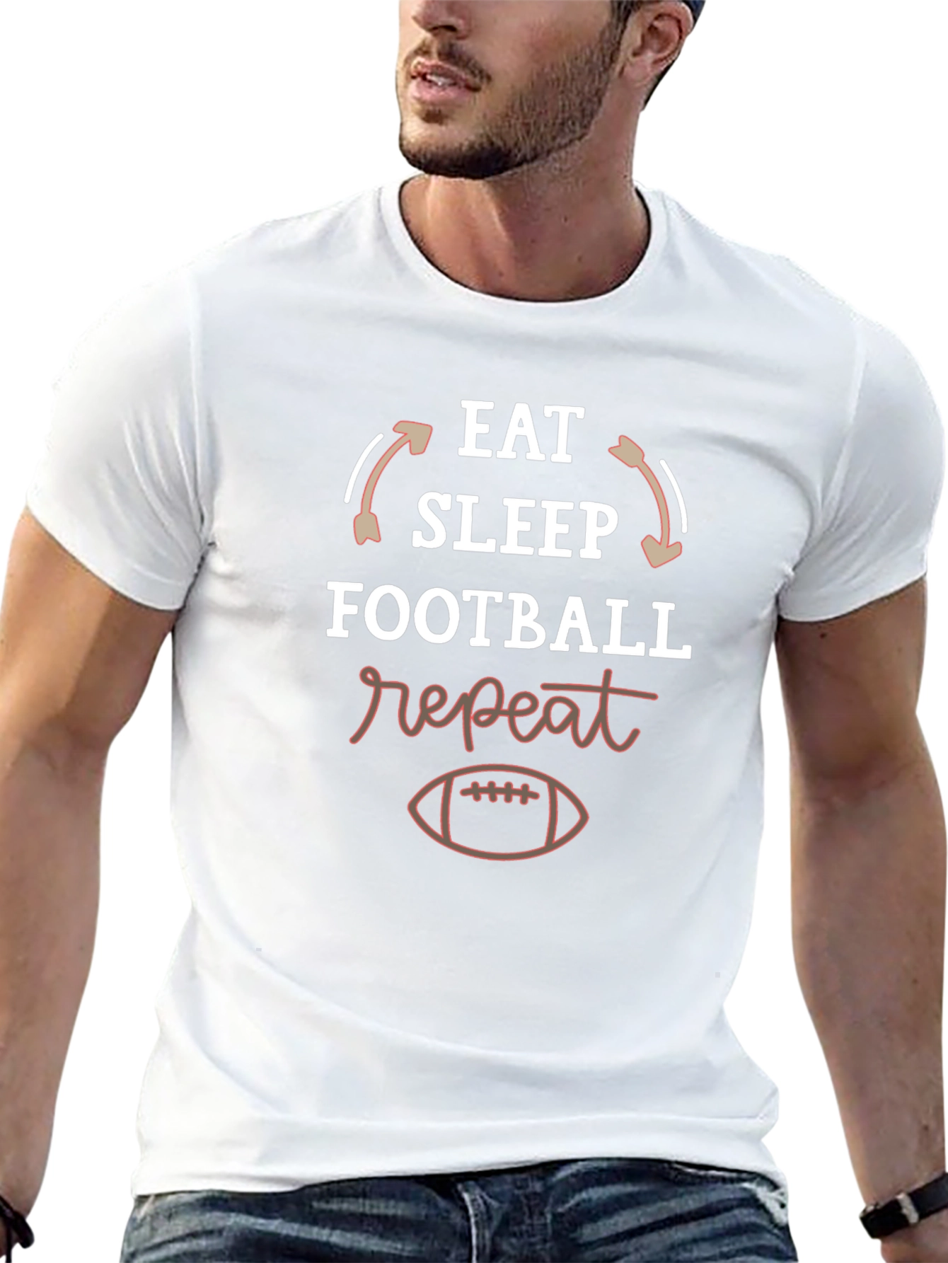 Black Eat Sleep Football Repeat T-Shirt view 13