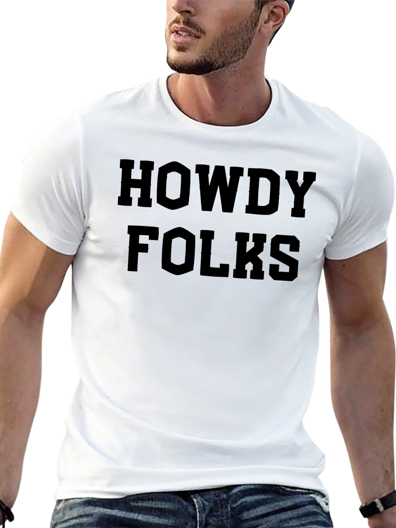 Black Howdy Folks Black T-Shirt - Western Style view 13