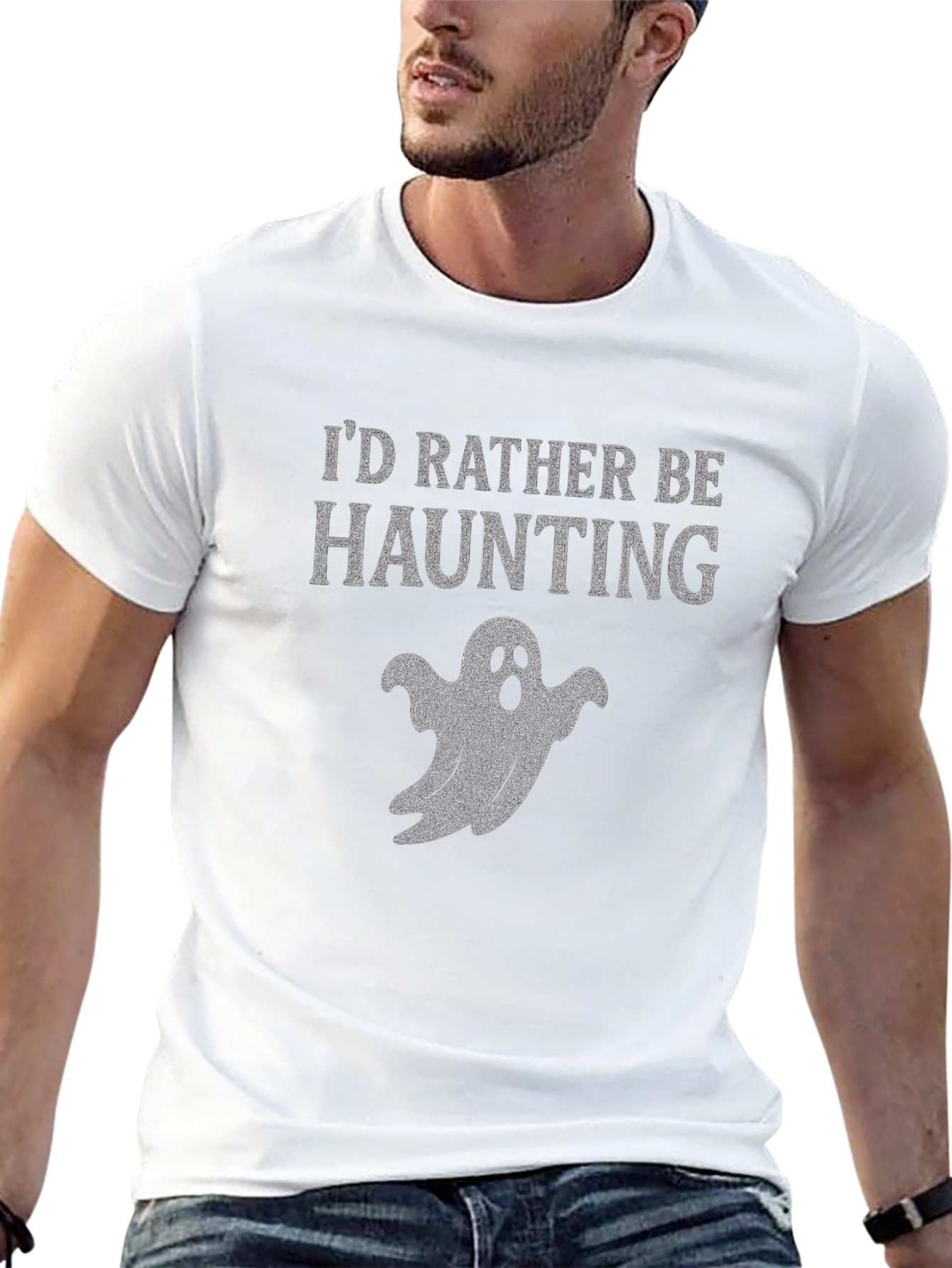 Black I'd Rather Be Haunting Ghost T-Shirt view 13