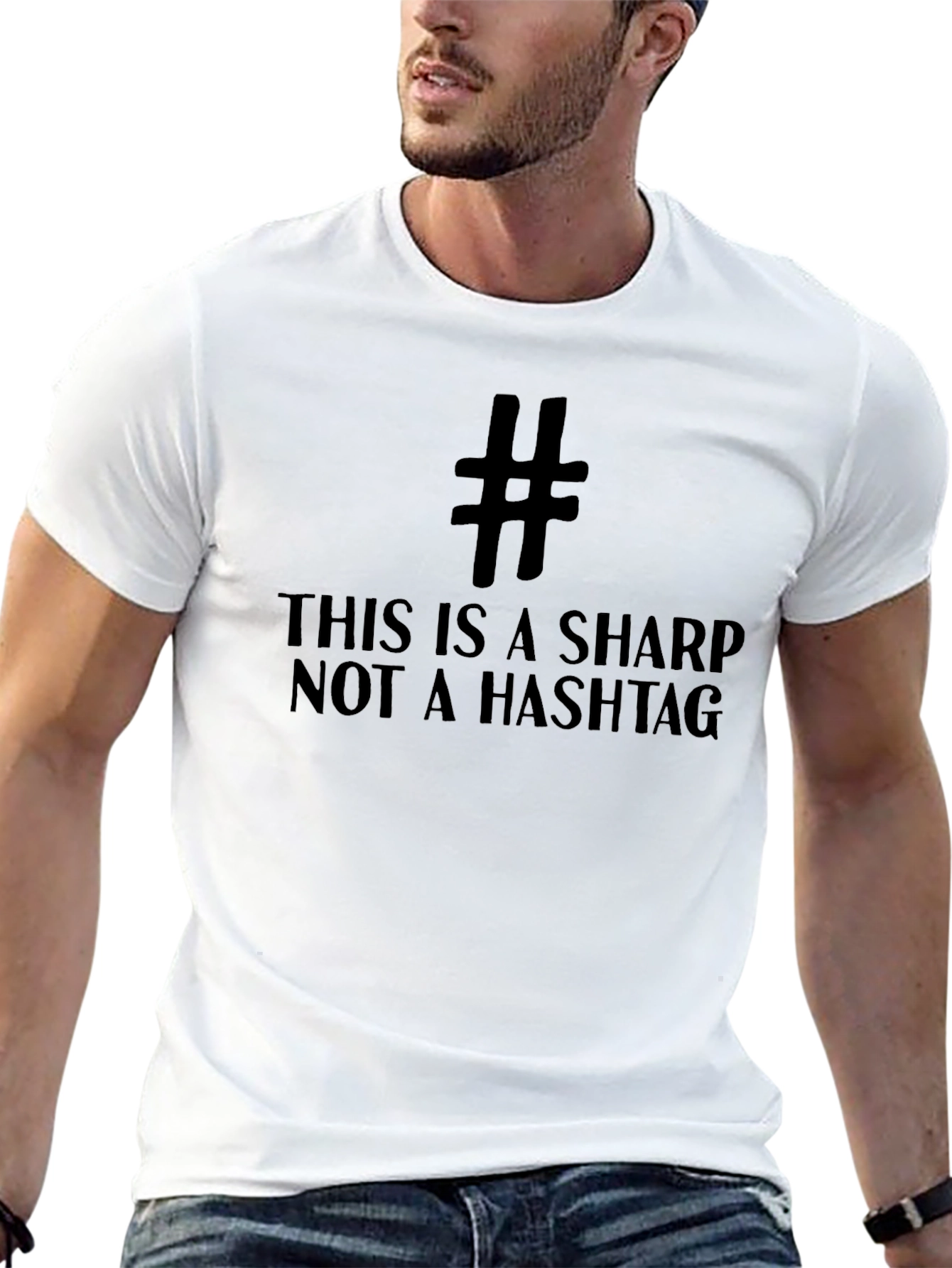 Black Sharp Not a Hashtag Black T-Shirt view 13