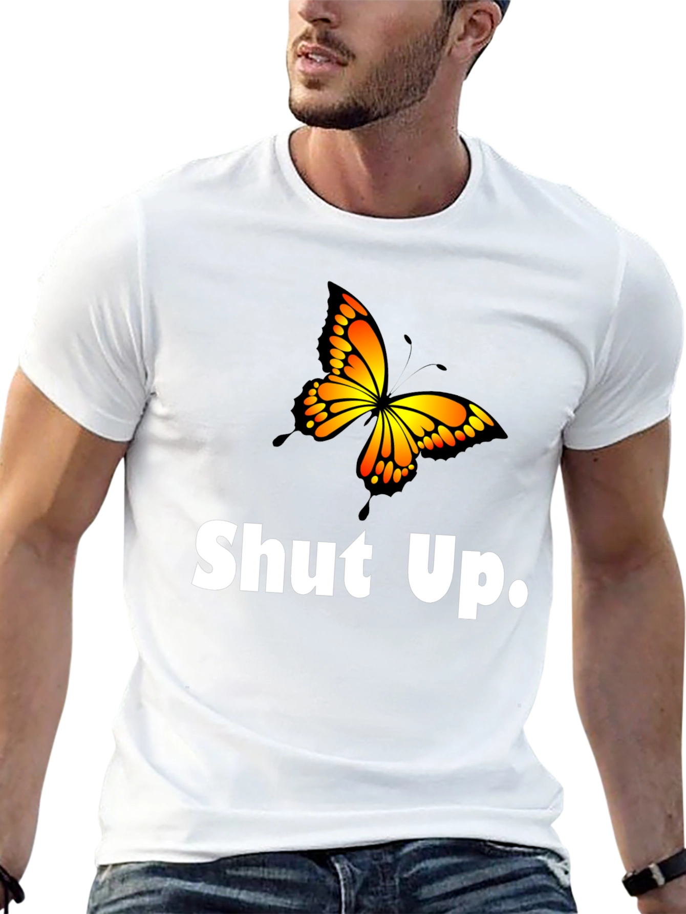 Black Shut Up Butterfly Graphic T-Shirt view 13