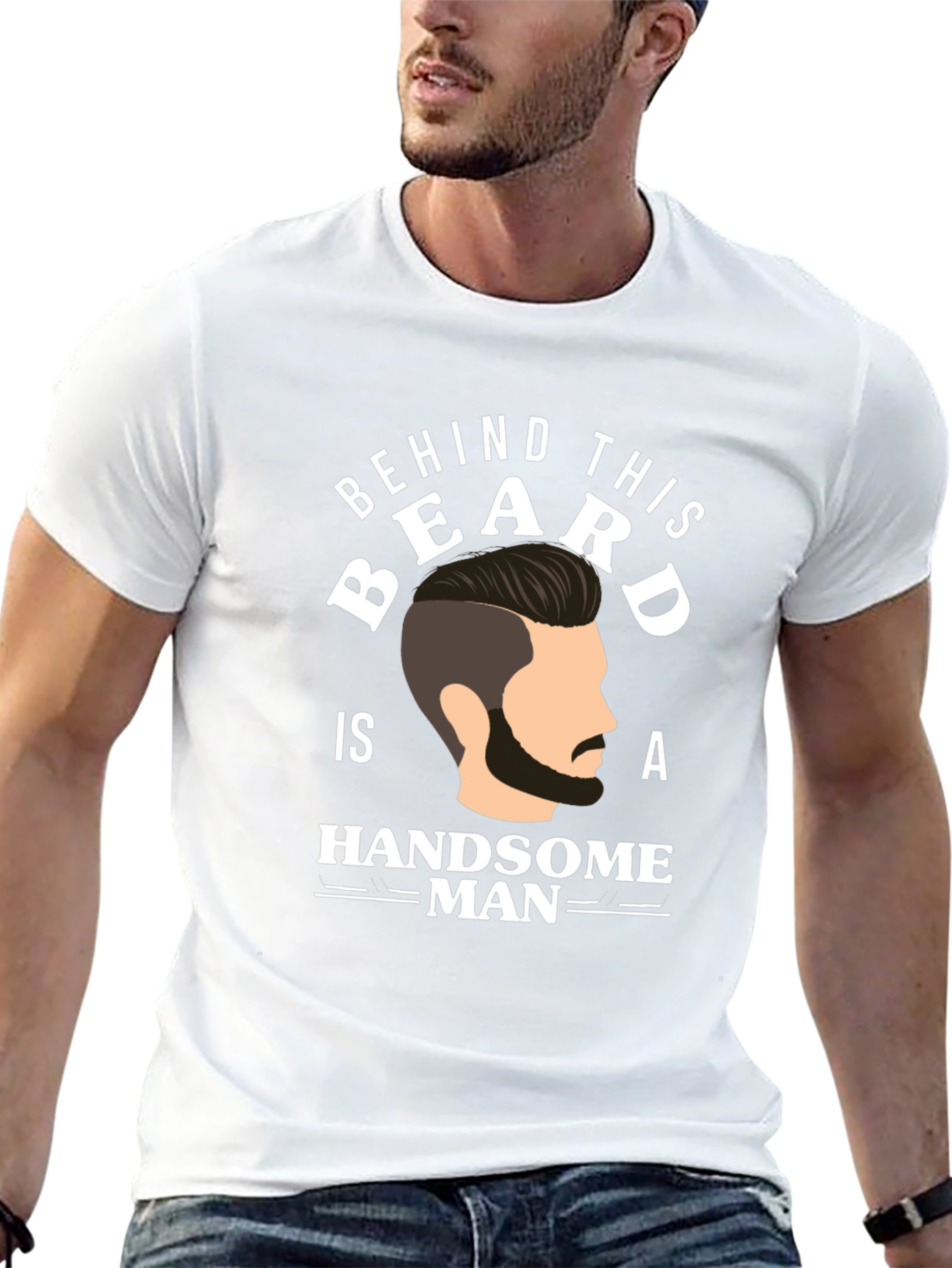 Black Behind This Beard Handsome Man Graphic T-Shirt view 13