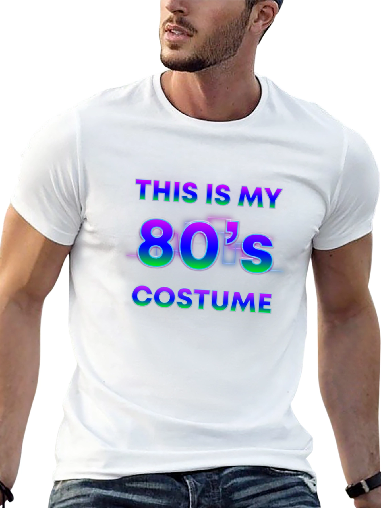 Black Retro 80's Costume T-Shirt view 13