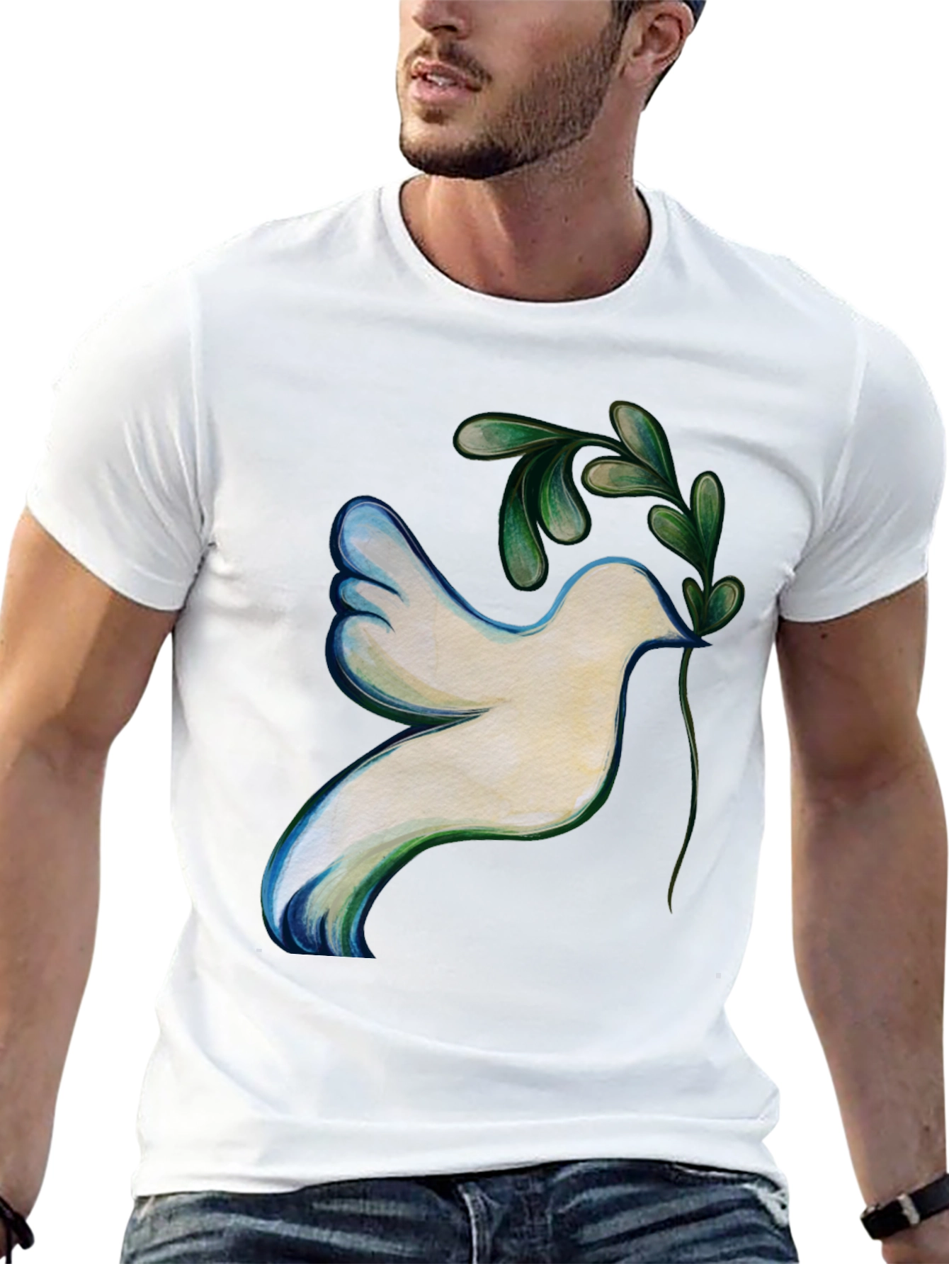 Black Dove of Peace Graphic Tee - Unisex Black T-Shirt view 13